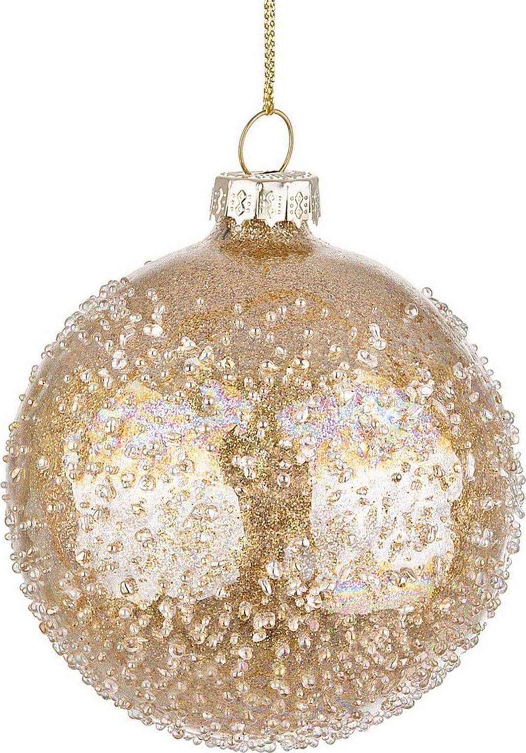 Palline in vetro "Oro Saturno" per albero di Natale moderno ed elegante - 3