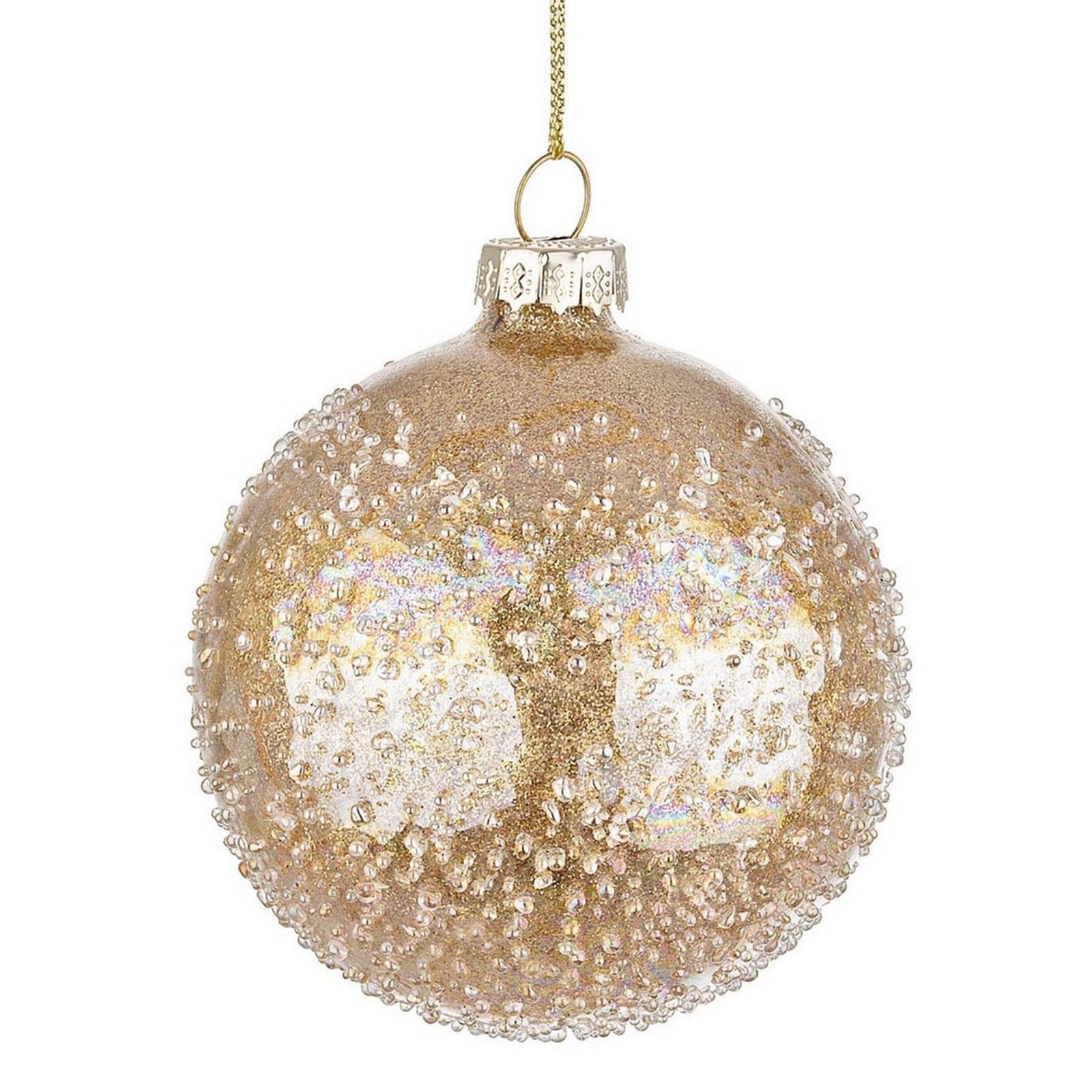 Palline in vetro "Oro Saturno" per albero di Natale moderno ed elegante - 3
