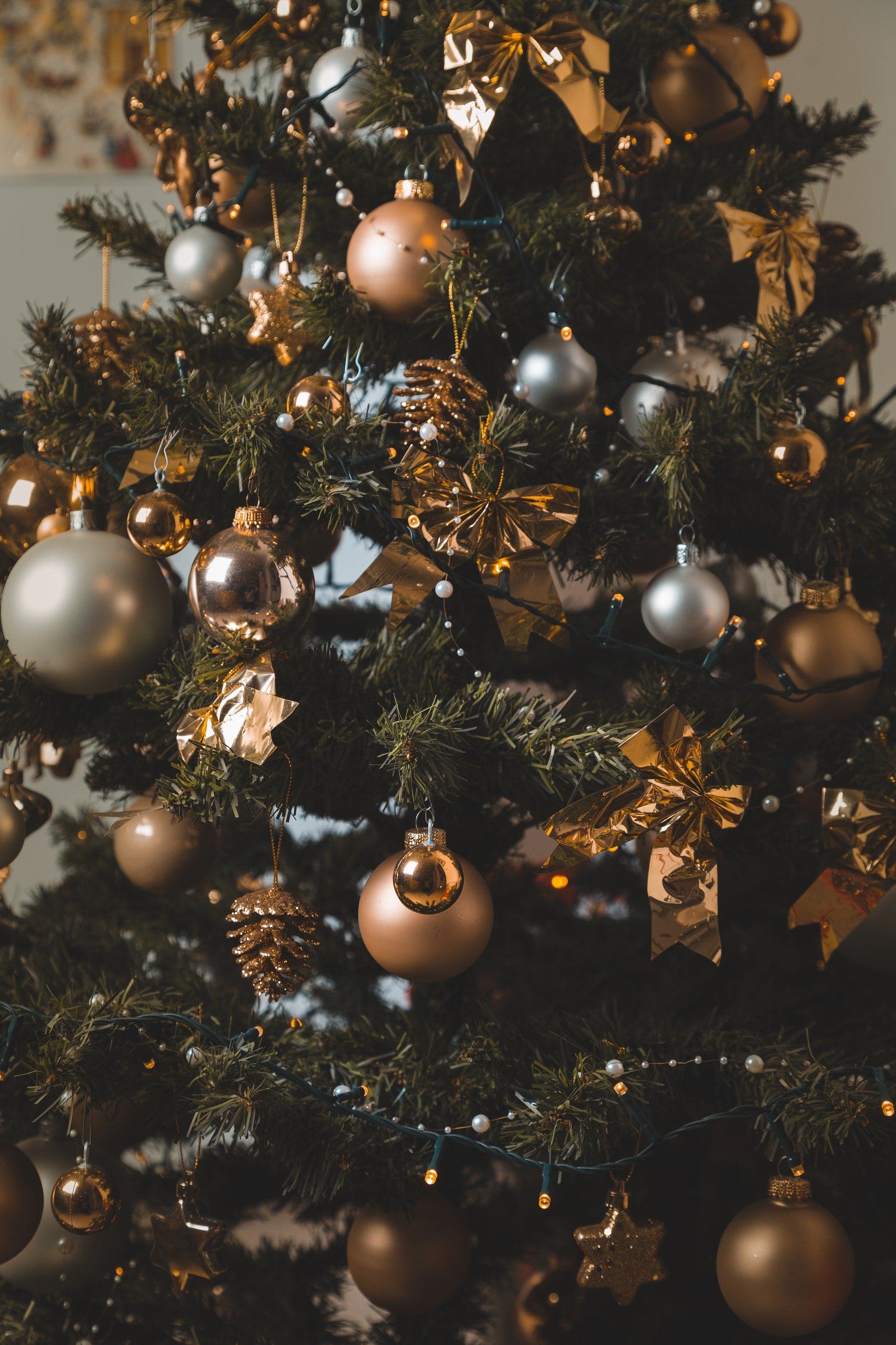 Pendagli oro "Kubic" a goccia in ferro per albero di Natale moderno 4 pezzi - 2