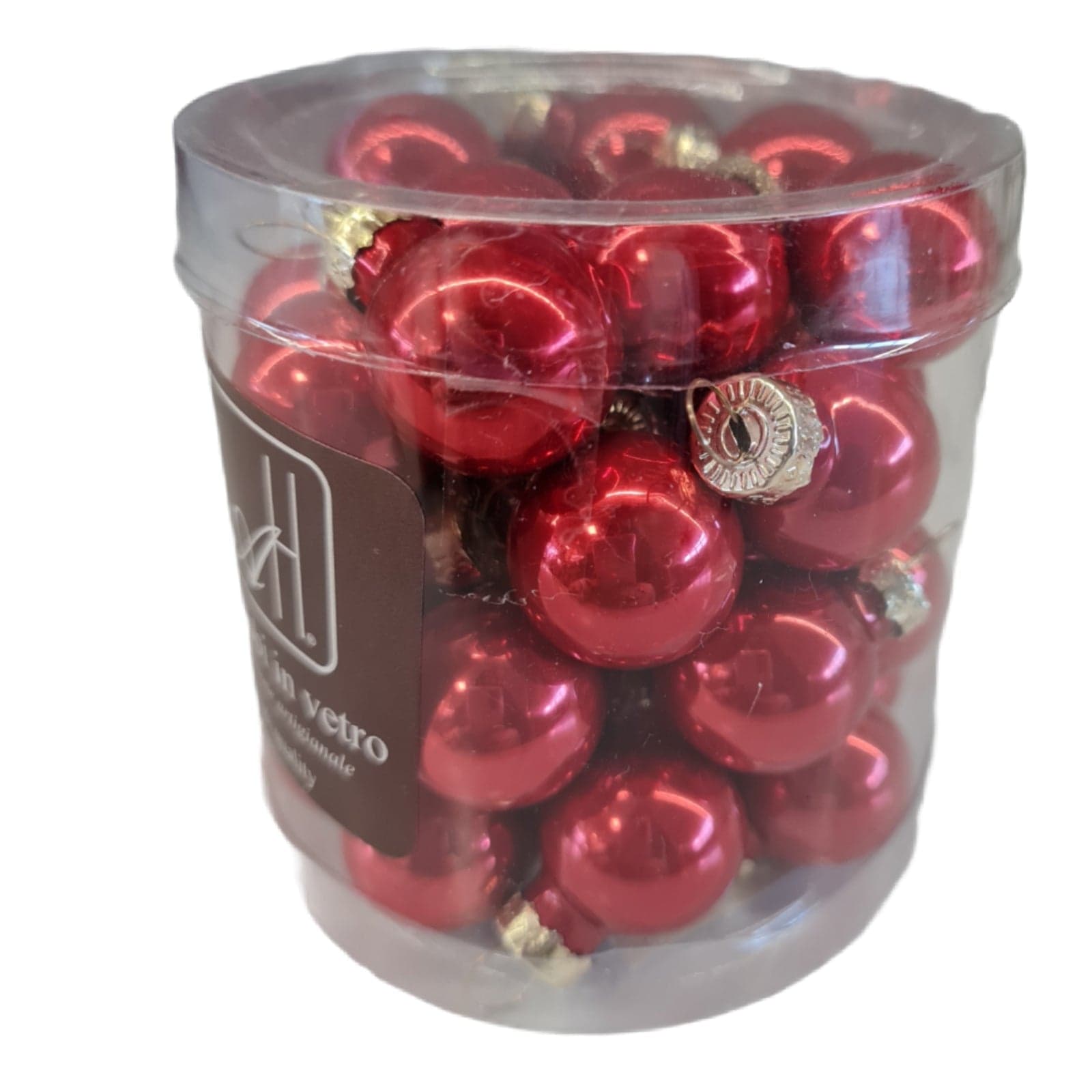Set  32 palline natalizie in vetro Rosso Perlato da Ø 2 cm, Pendaglio Tinta Unita - 2