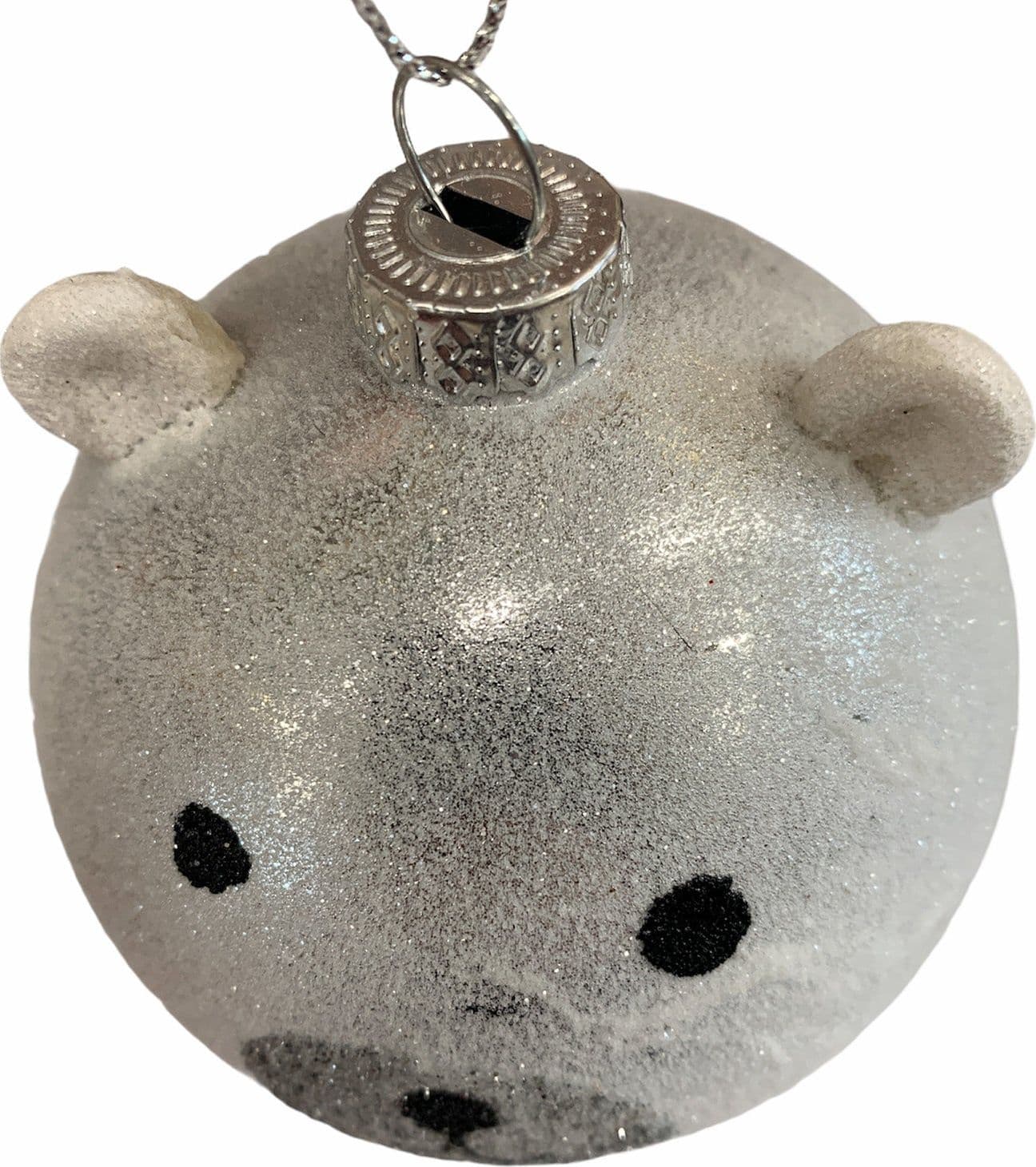 2 Palline "Orso" per albero di natale in vetro grigio da Ø 8 cm pendaglio decorato - 2