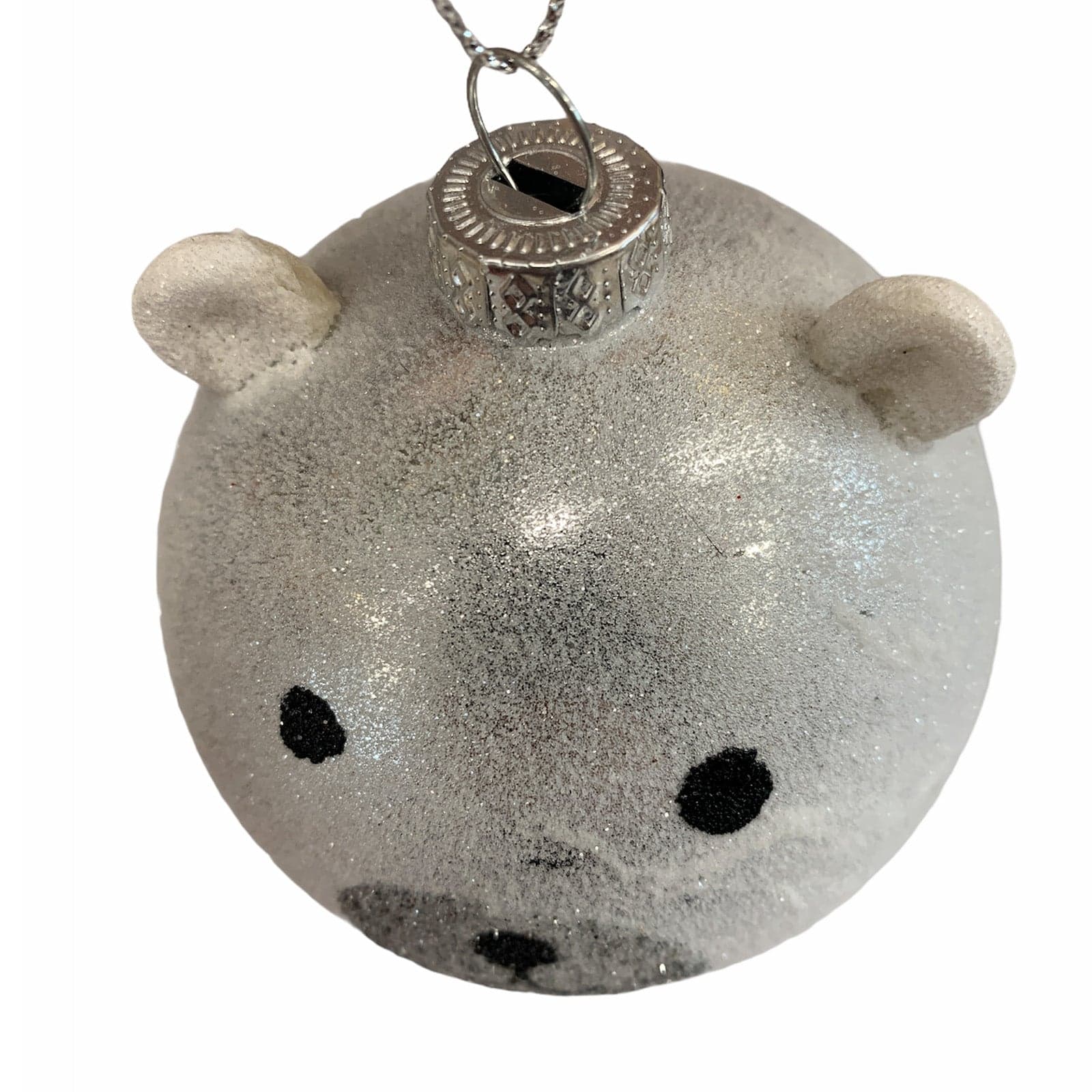 2 Palline "Orso" per albero di natale in vetro grigio da Ø 8 cm pendaglio decorato - 2