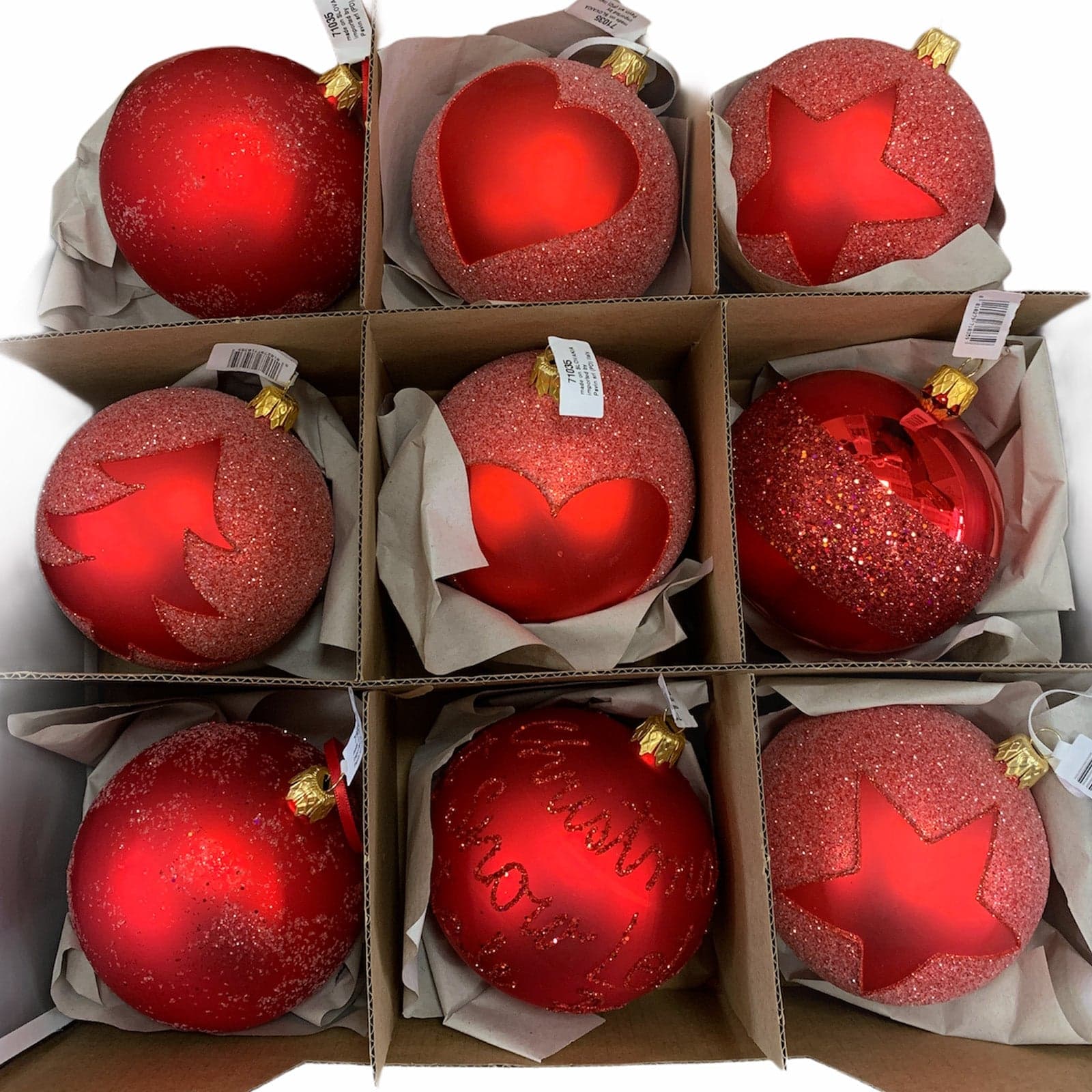 9 palline per albero di natale in vetro con glitter da Ø 9 cm pendaglio decorato - 2