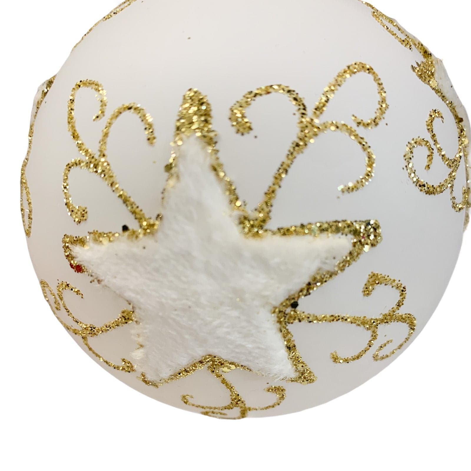 6 Palline per albero di natale in vetro Bianco con stella pelosa da Ø 8 cm pendaglio decorato - 2