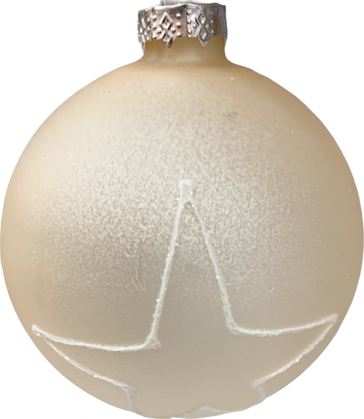 3 Palline per albero di natale in vetro beige con stella bianca da Ø 10 cm pendaglio decorato - 2