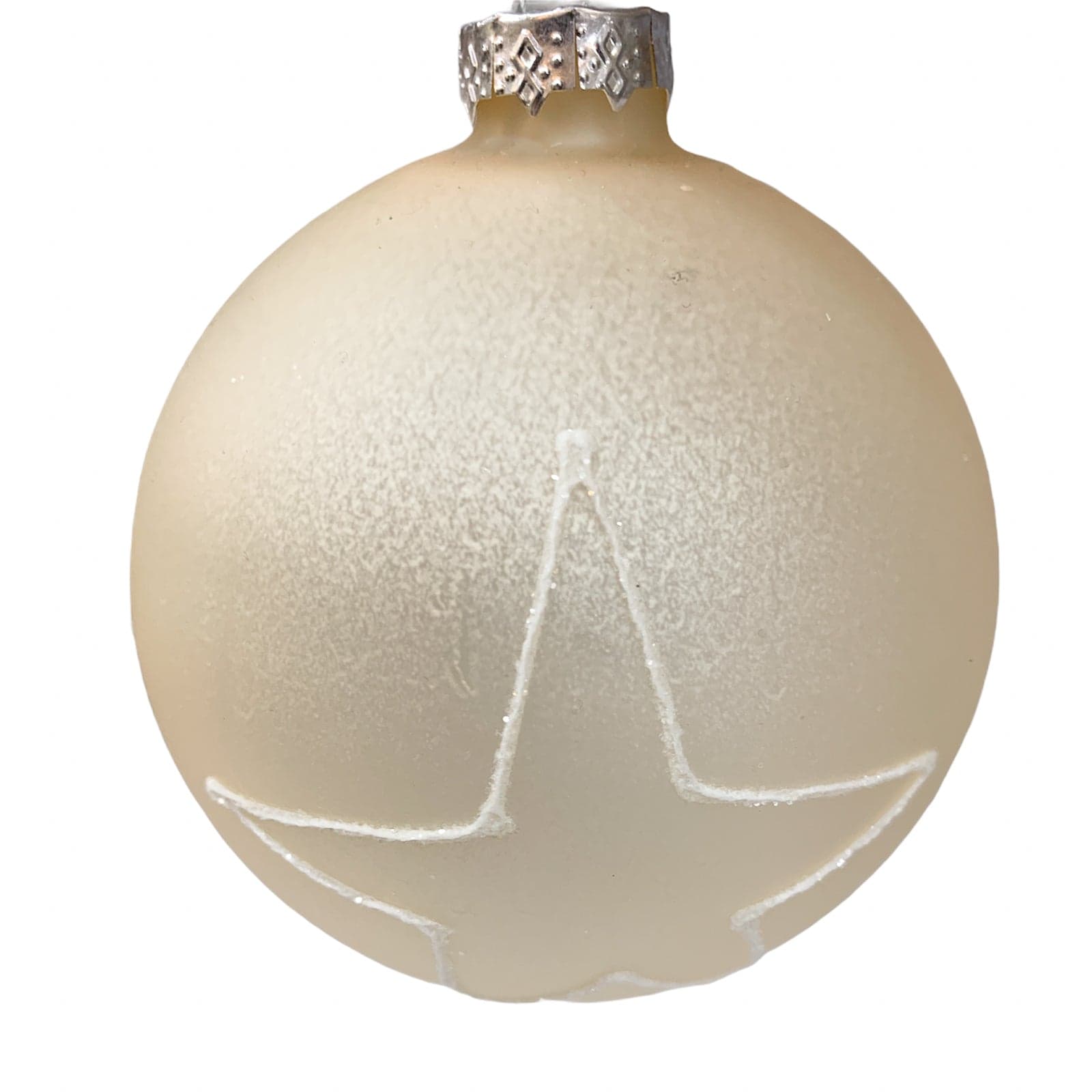 3 Palline per albero di natale in vetro beige con stella bianca da Ø 10 cm pendaglio decorato - 2