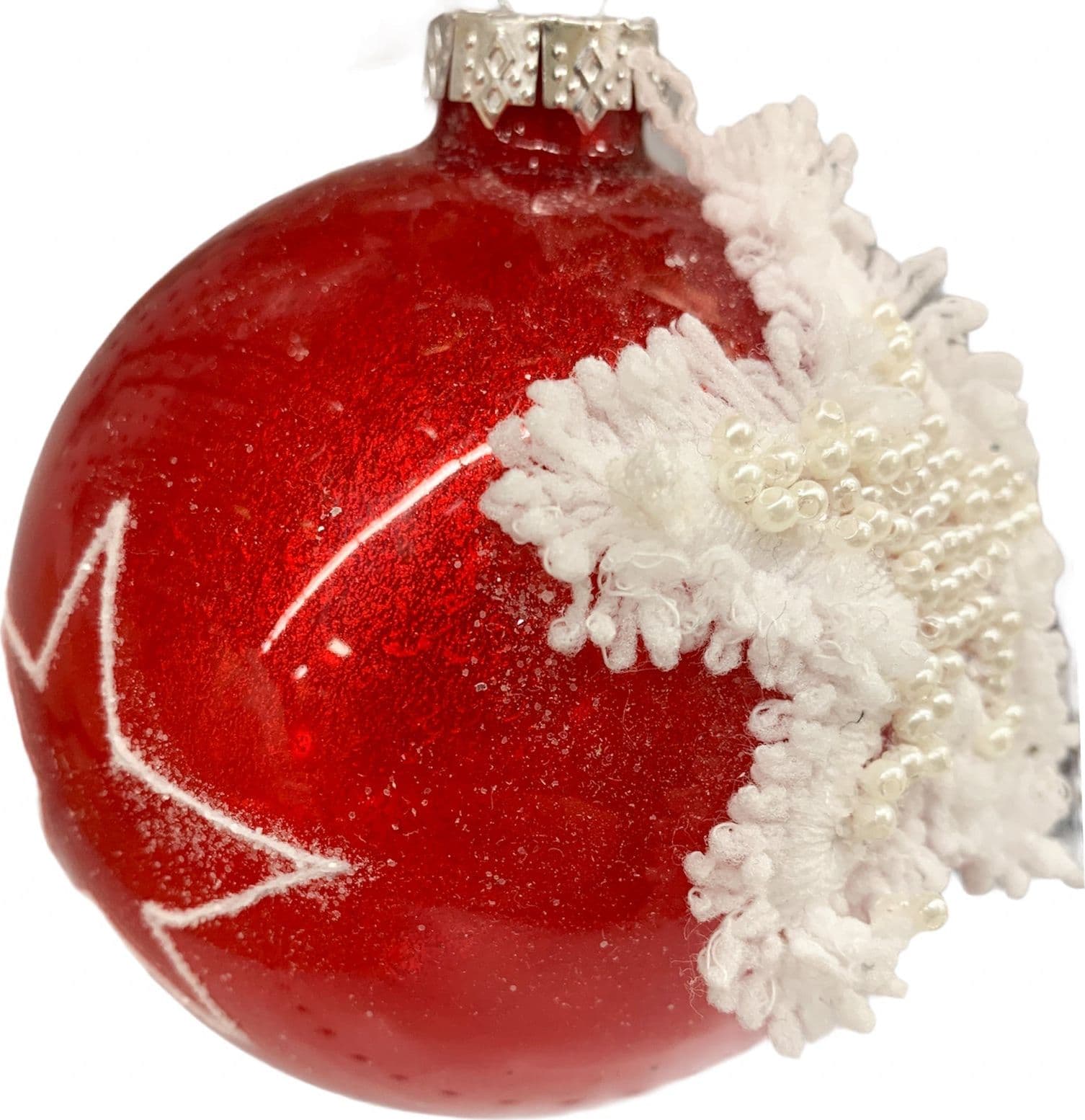 6 Palline per albero di natale in vetro rosso con stella bianca da Ø 10 cm pendaglio decorato - 2