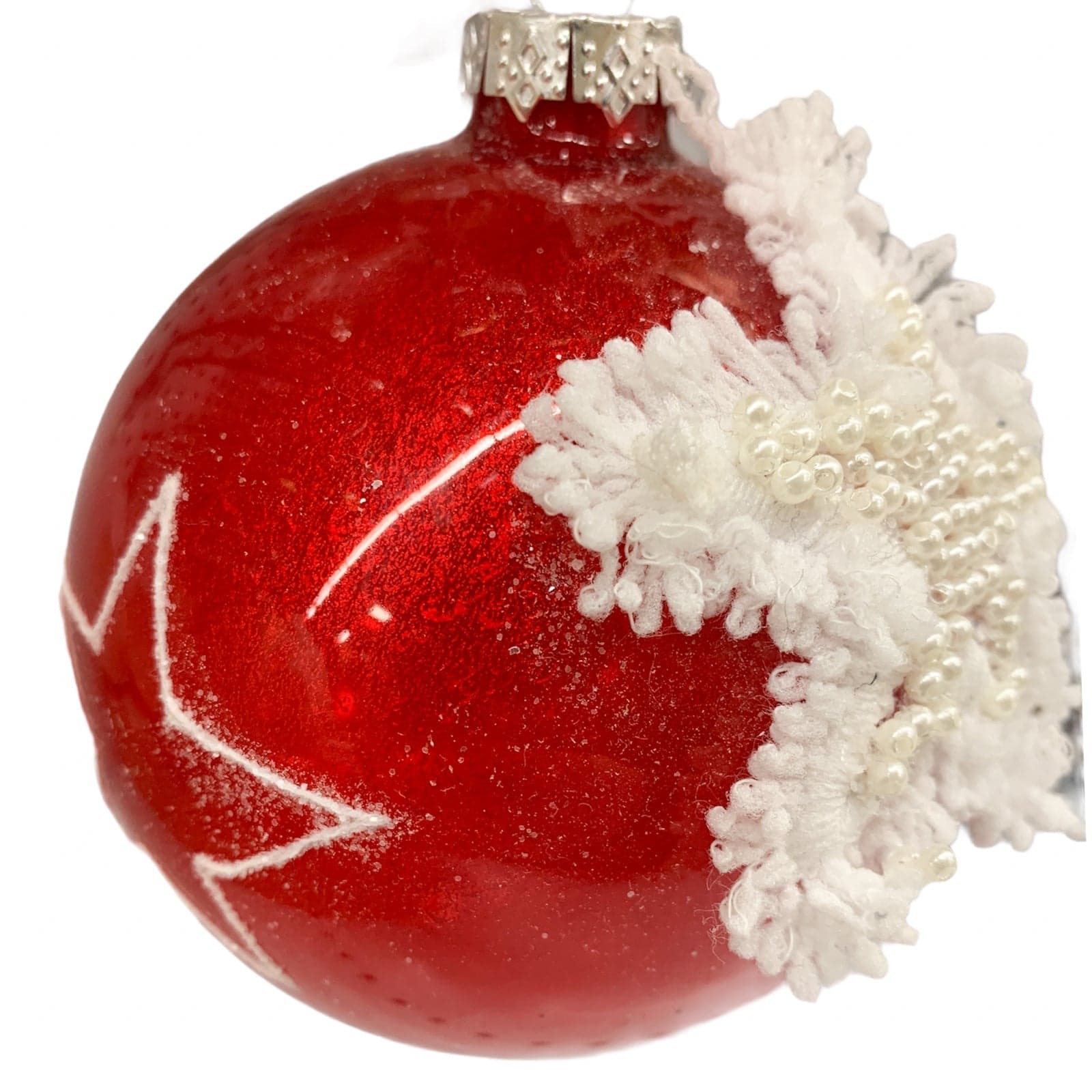 6 Palline per albero di natale in vetro rosso con stella bianca da Ø 10 cm pendaglio decorato - 2