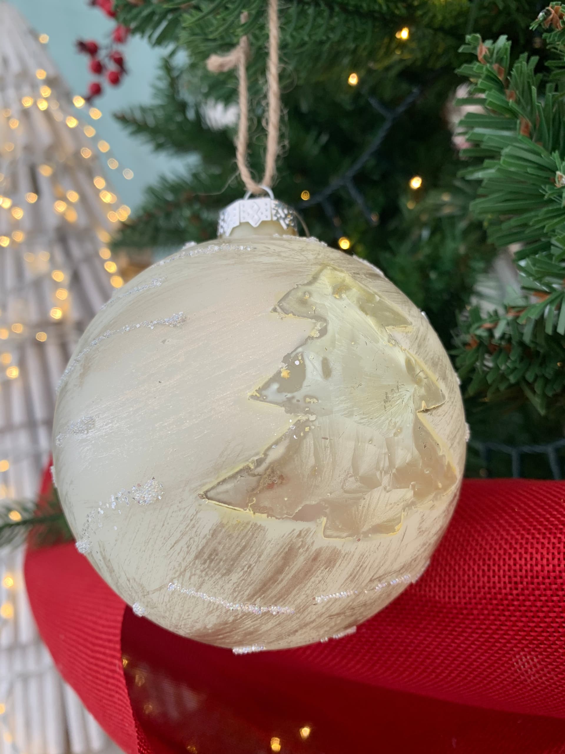 5 palline per albero di natale in vetro oro con albero da Ø 10 cm pendaglio decorato - 2