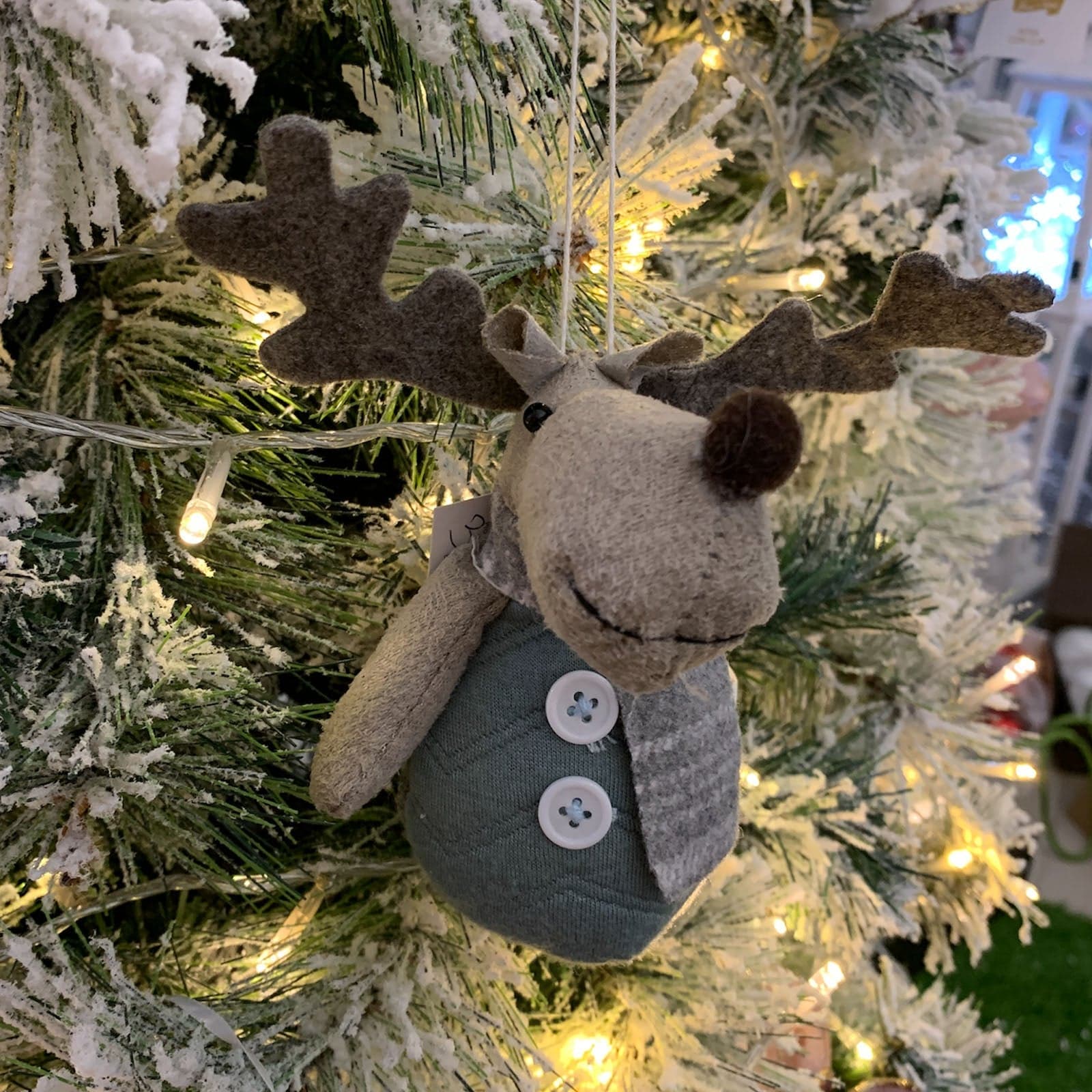 Pendaglio celeste imbottito in stoffa h 9 cm, pallina per Albero di Natale addobbi natalizi - 2
