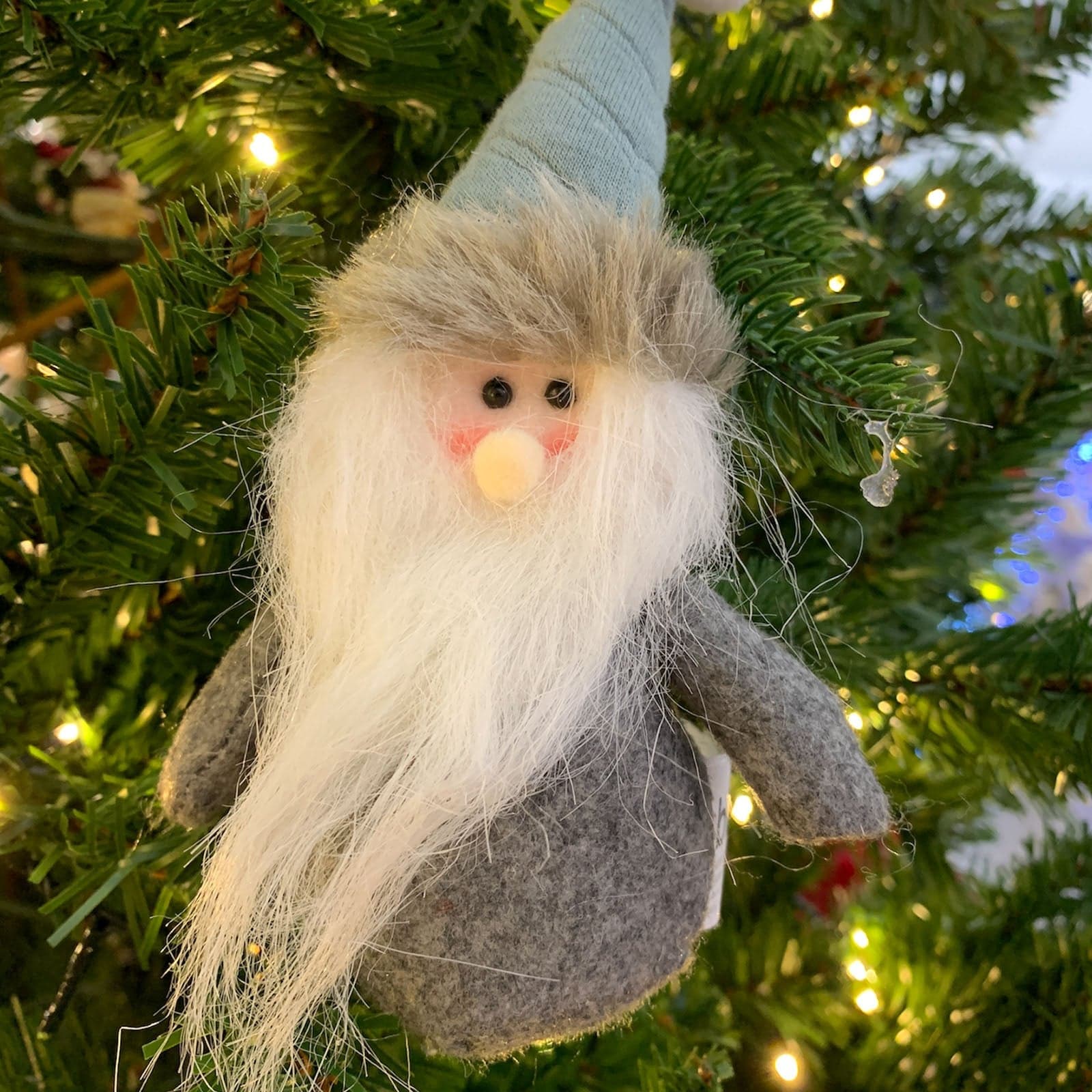 Pendaglio celeste imbottito in stoffa h 9 cm, pallina per Albero di Natale addobbi natalizi - 3