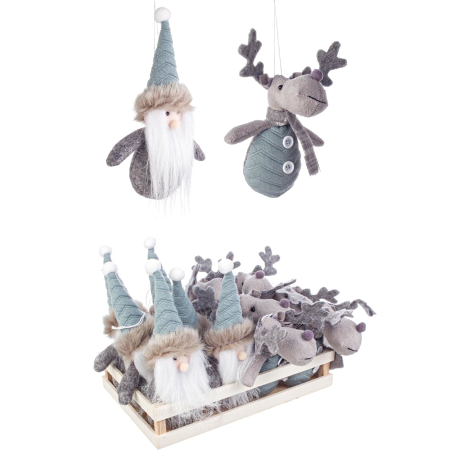 Pendaglio celeste imbottito in stoffa h 9 cm, pallina per Albero di Natale addobbi natalizi - 6
