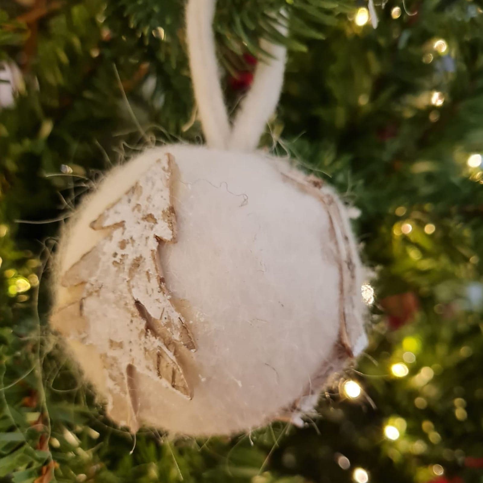 Pendaglio peloso da 7 cm, pallina per albero di natale addobbi natalizi Bianco - 2