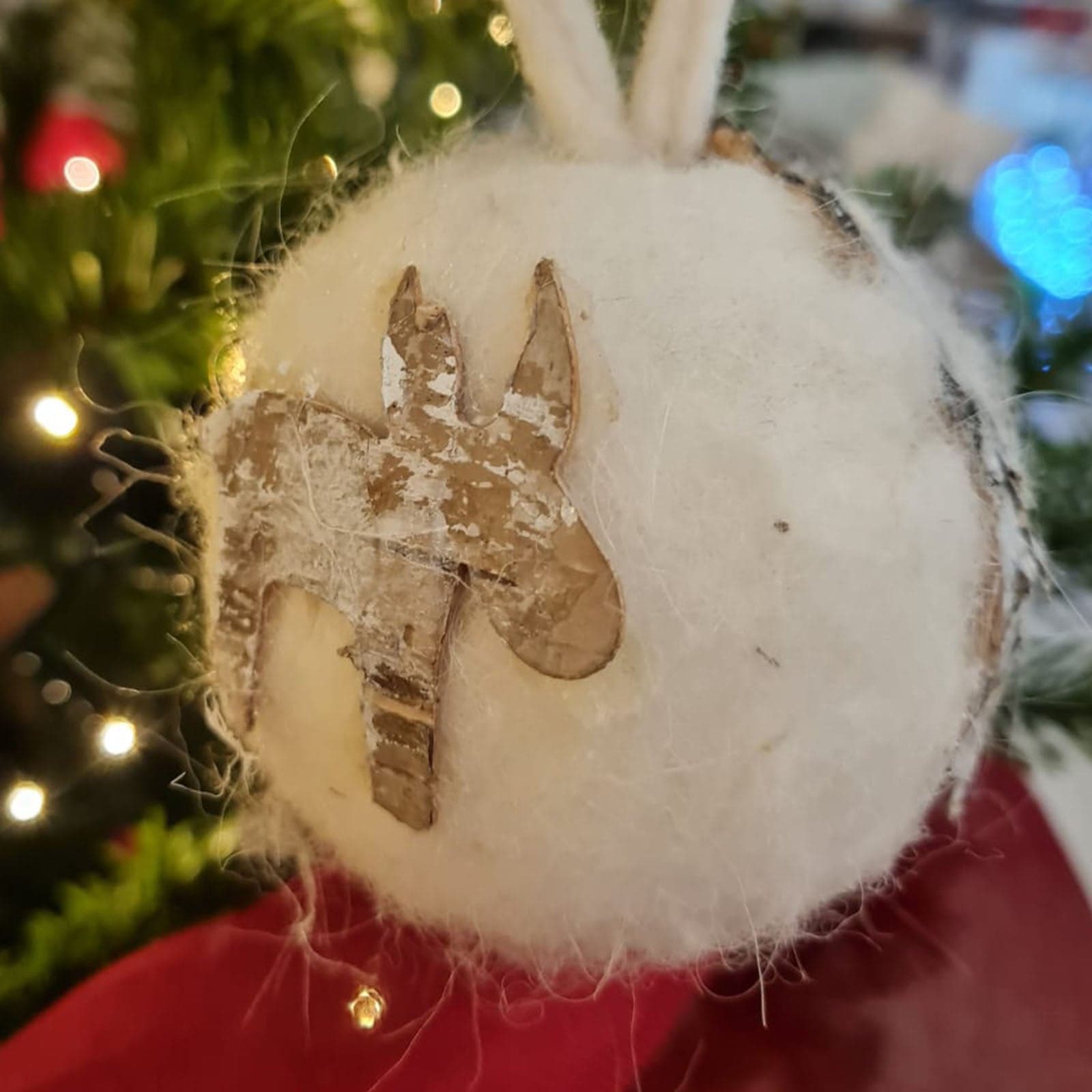 Pendaglio peloso da 7 cm, pallina per albero di natale addobbi natalizi Bianco - 3