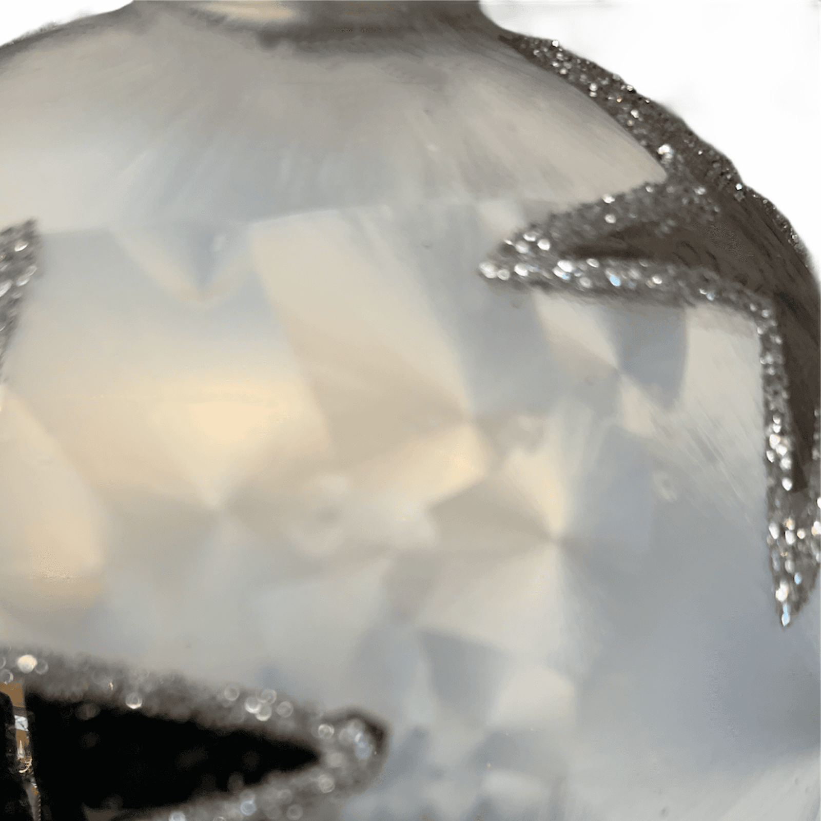 7 Palline per albero di natale in vetro bianco ed argento da Ø 10 cm pendaglio decorato - 2