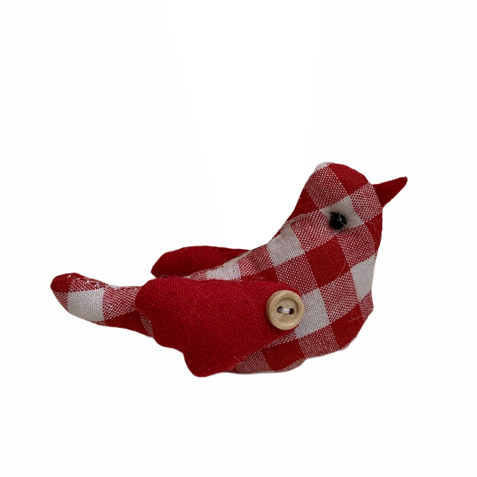 Pendaglio Uccellino in pezza h 7 cm, pallina per albero di natale addobbi natalizi Rosso - 3