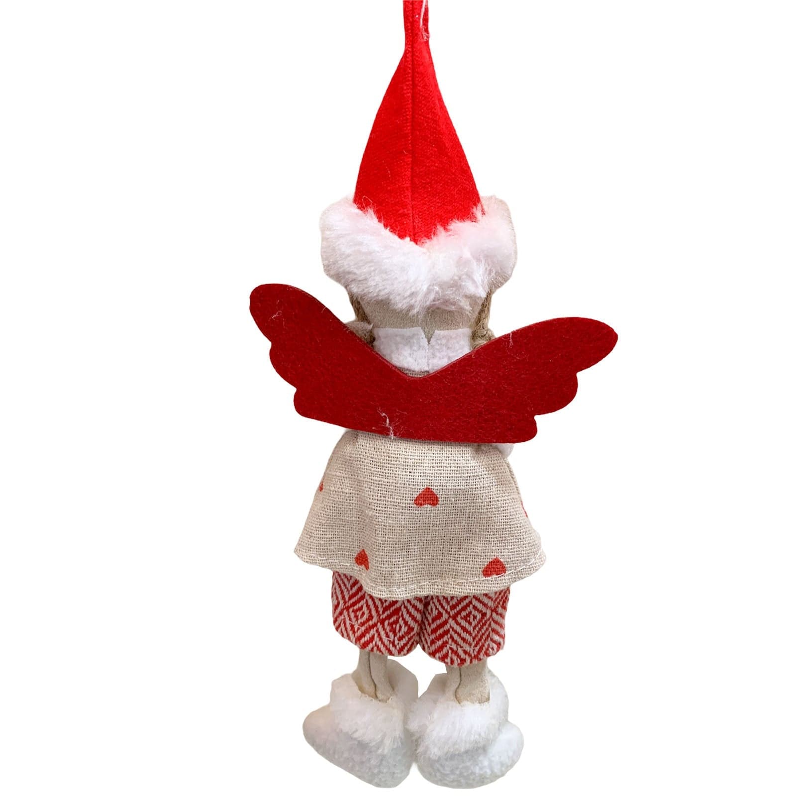 Pendaglio angelo in pezza h 26 cm, pallina per albero di natale addobbi natalizi Rosso - 2