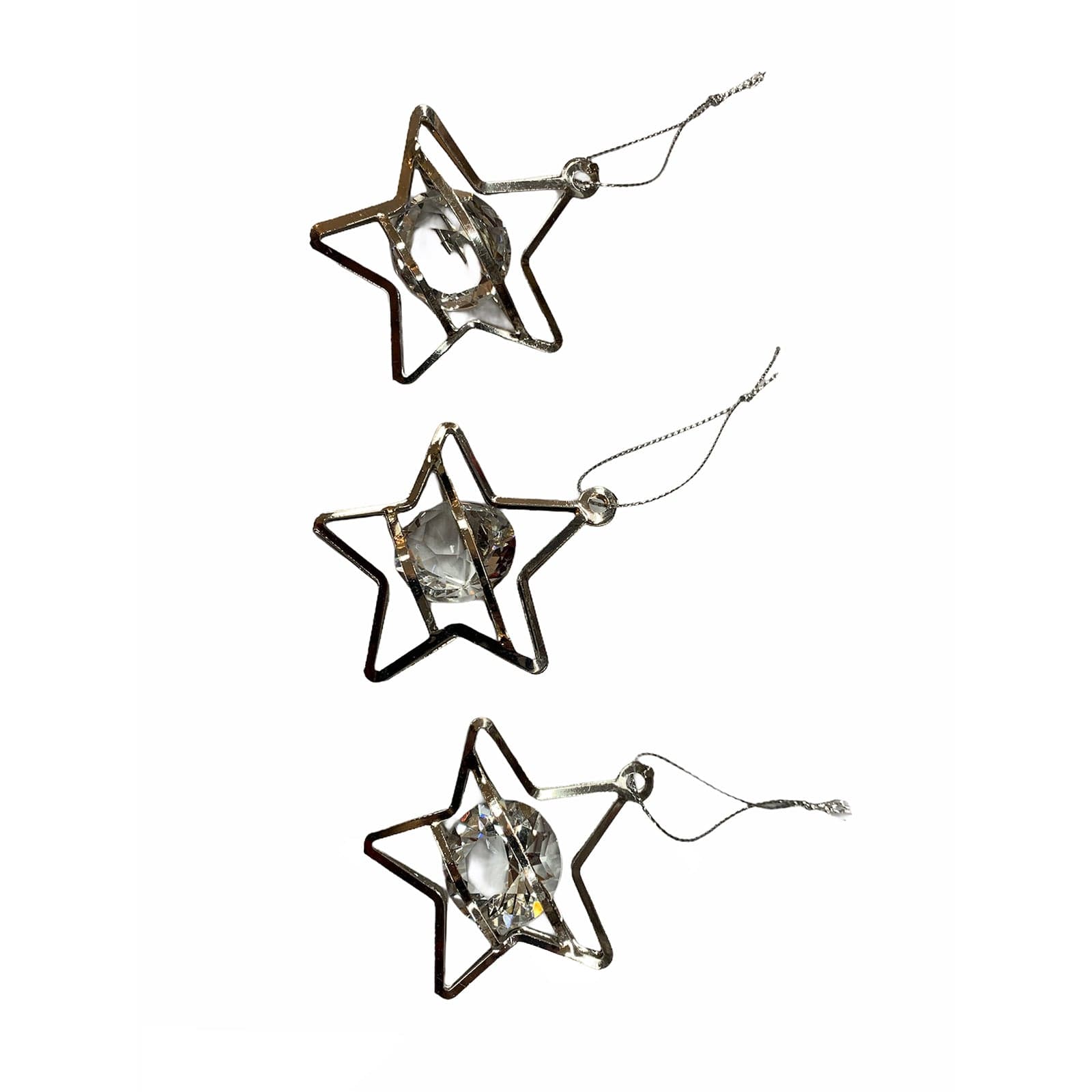 3 Stelle argento pendaglio decorato per Albero di Natale decorazione natalizia - 2