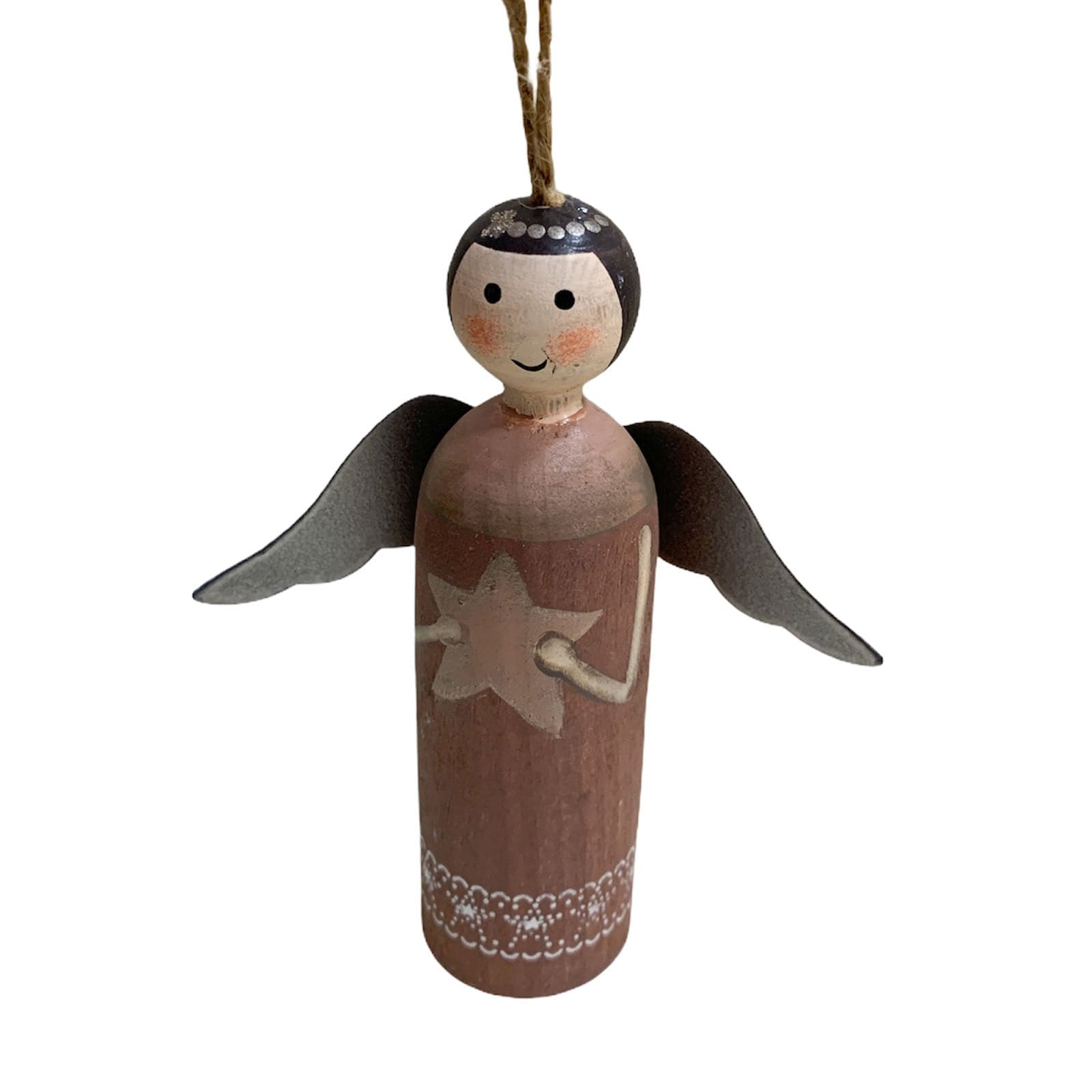 Pendaglio angelo in legno, pallina per Albero di Natale addobbi natalizi - 3
