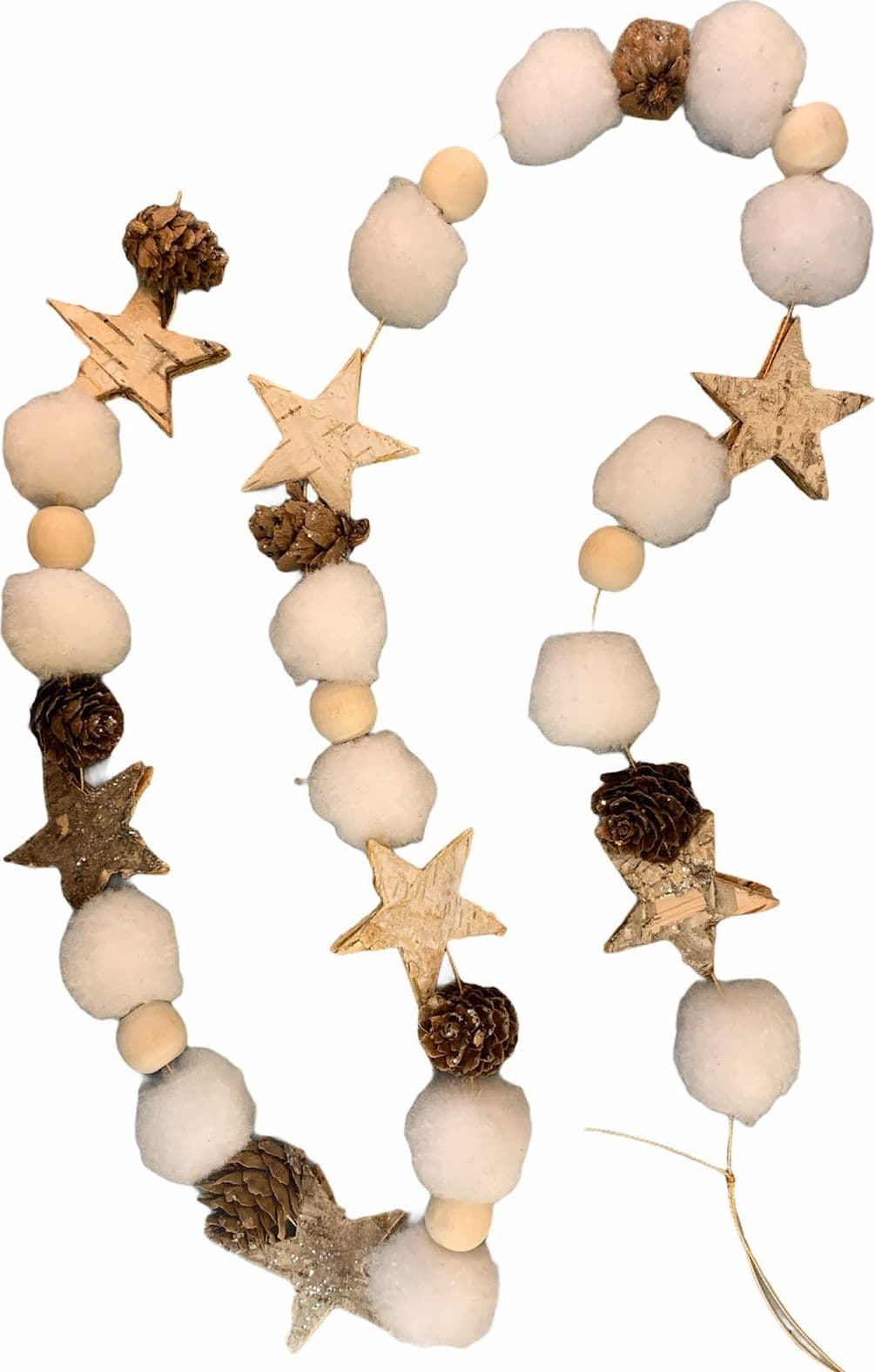 Pendaglio lungo in legno e cotone, Stringa per albero di natale - 3