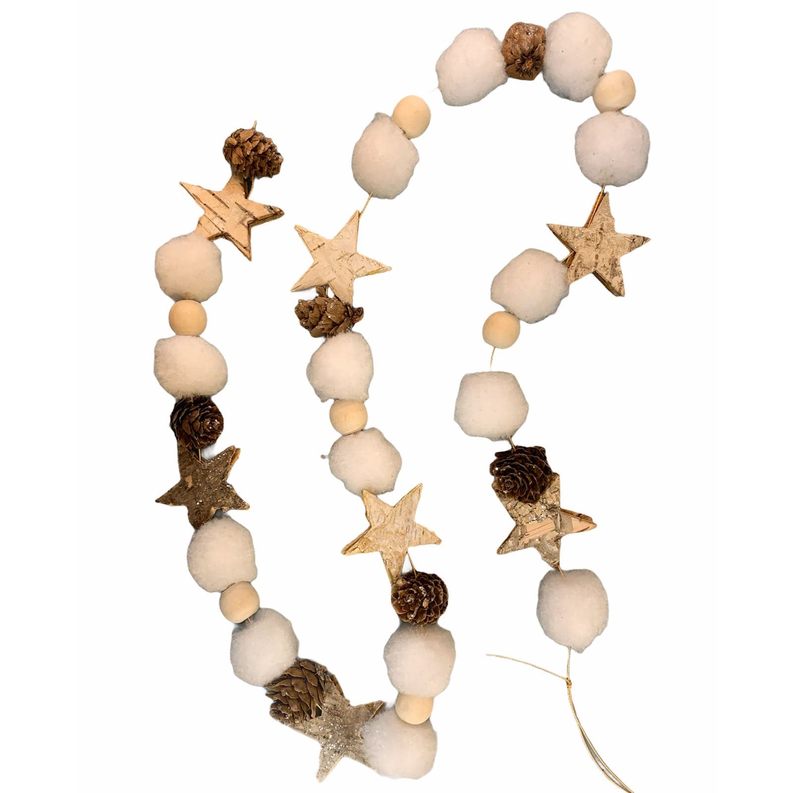 Pendaglio lungo in legno e cotone, Stringa per albero di natale - 3