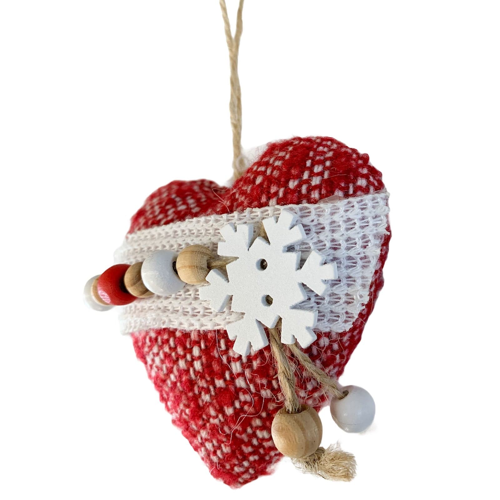 Pendaglio Rosso cuore in stoffa h 8 cm, pallina per Albero di Natale addobbi natalizi - 2