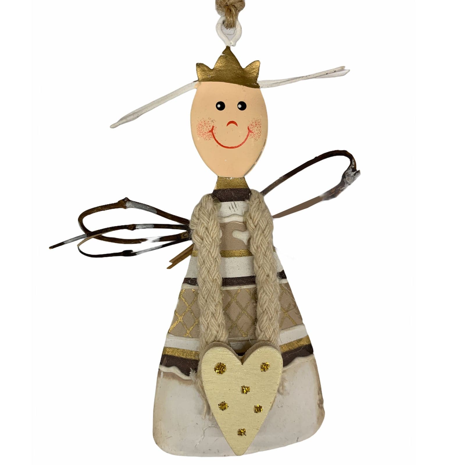 Pendaglio Angioletto in latta h 11 cm, pallina per Albero di Natale addobbi natalizi - 2