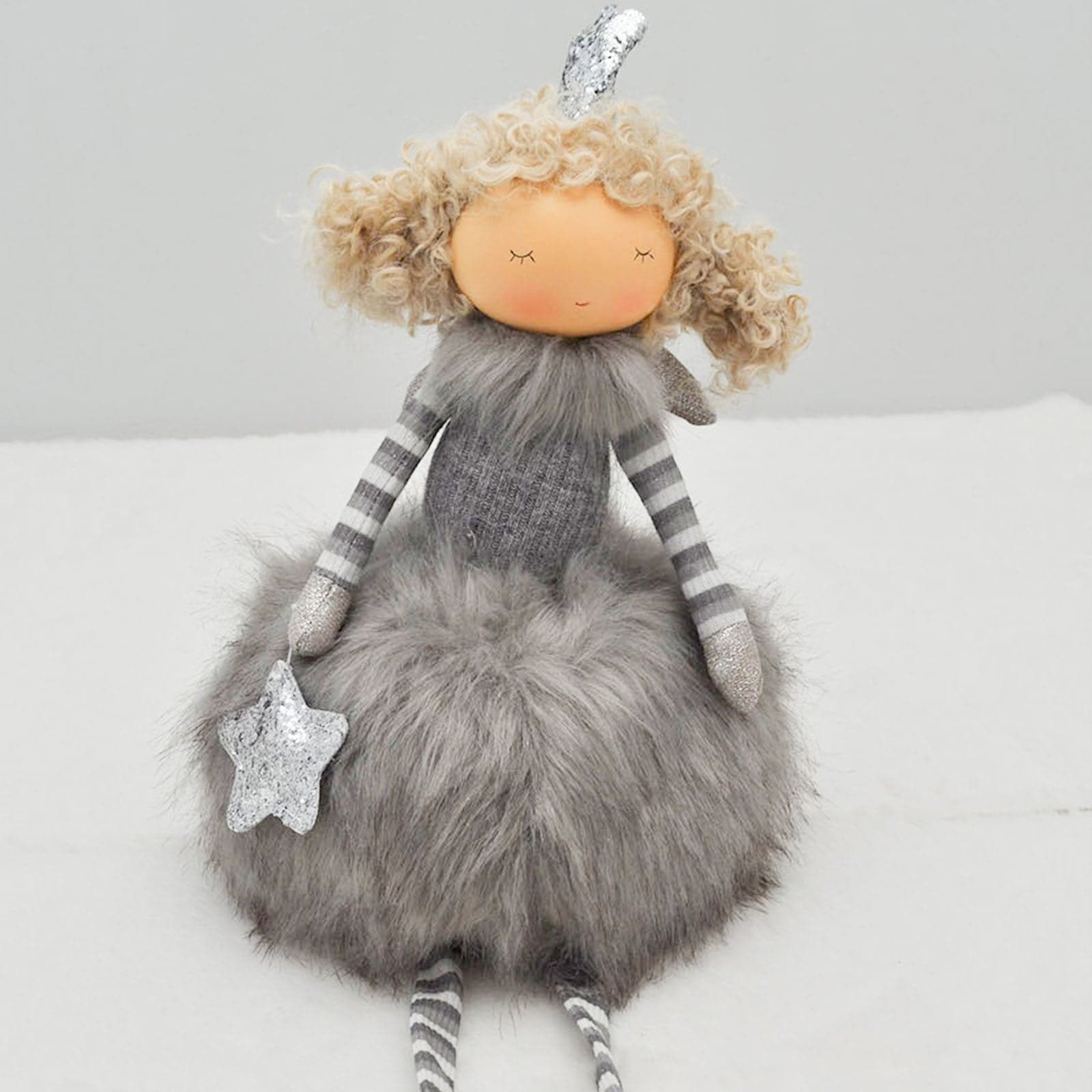 Pendaglio bambolina in pezza h 20 cm, pallina per Albero di Natale addobbi natalizi - 2