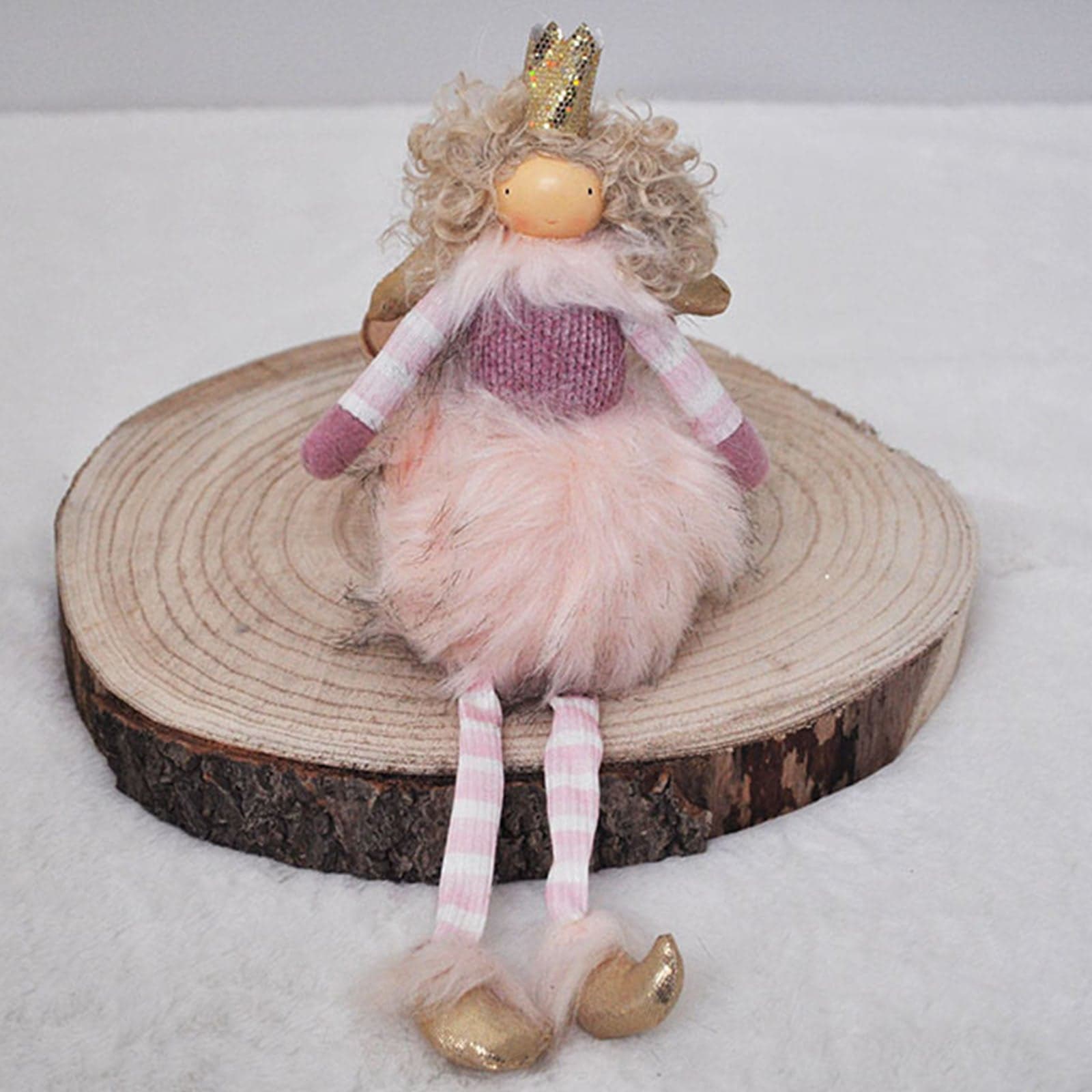 Pendaglio bambolina in pezza h 20 cm, pallina per Albero di Natale addobbi natalizi - 4