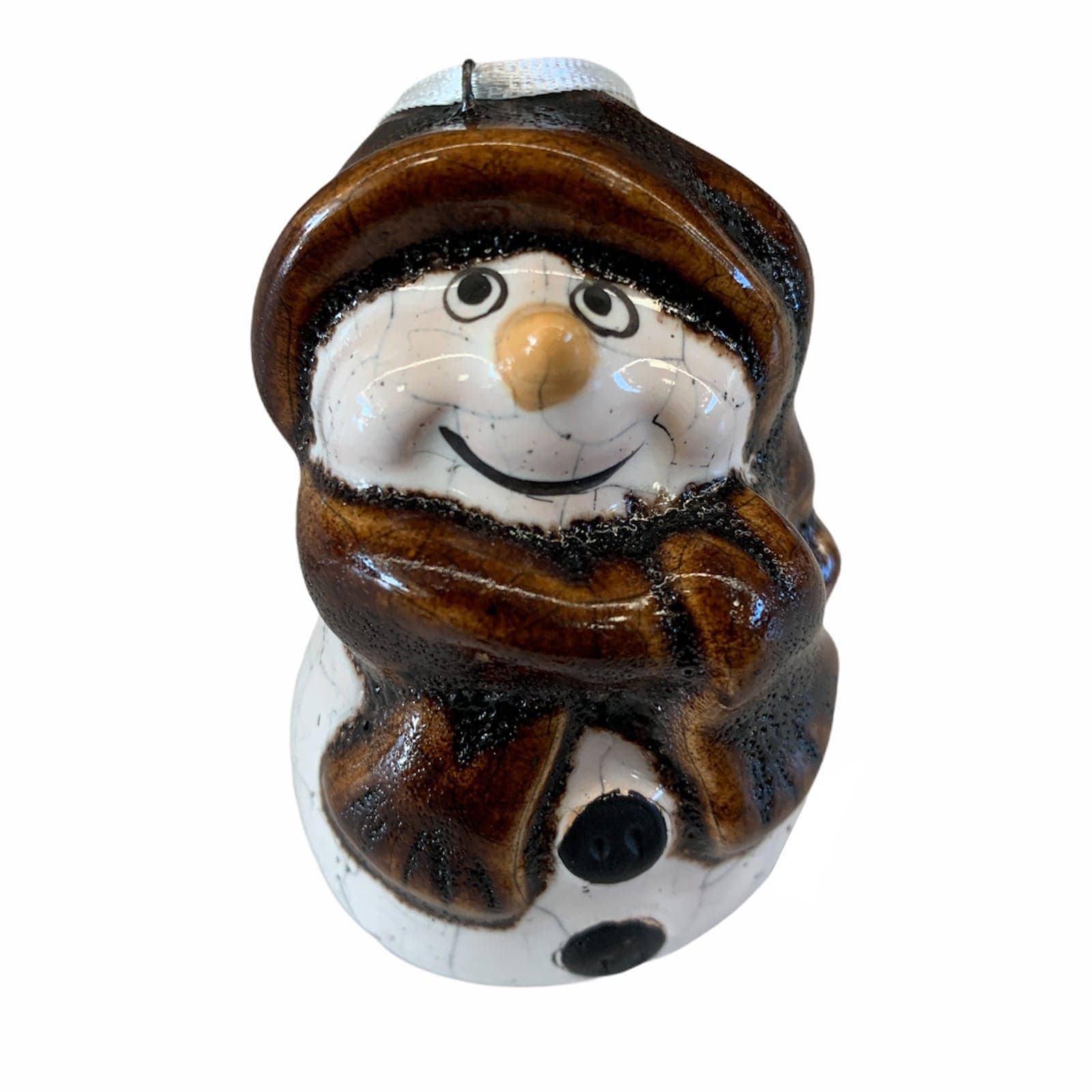 Pallina per Albero di Natale in creta Pupazzo di Neve Bianco h 7 cm decorazione natalizia - 2