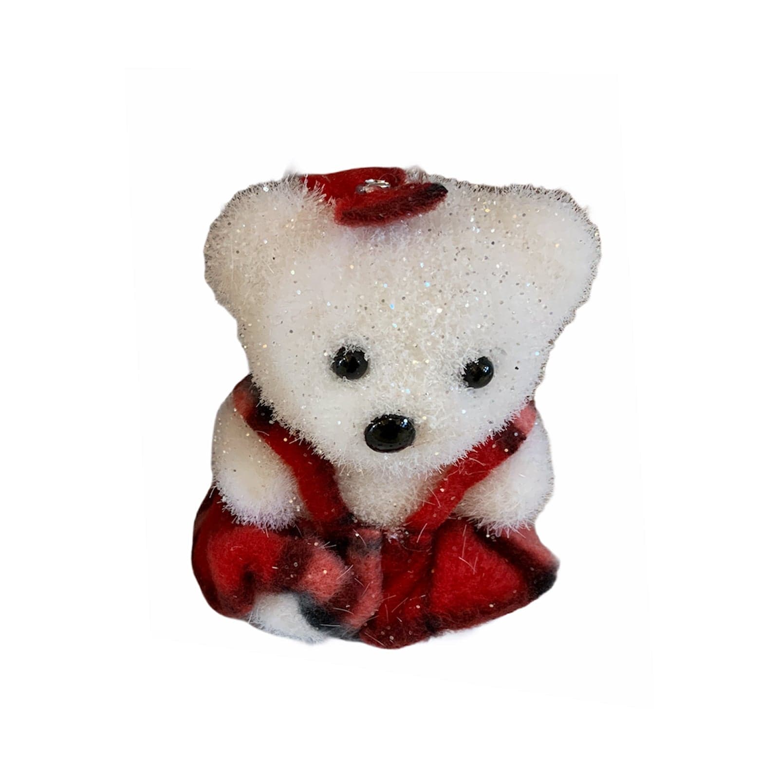 Pallina per albero orsetto Bianco "Brinato" h 10 cm pupazzo per decorazione natalizia - 3