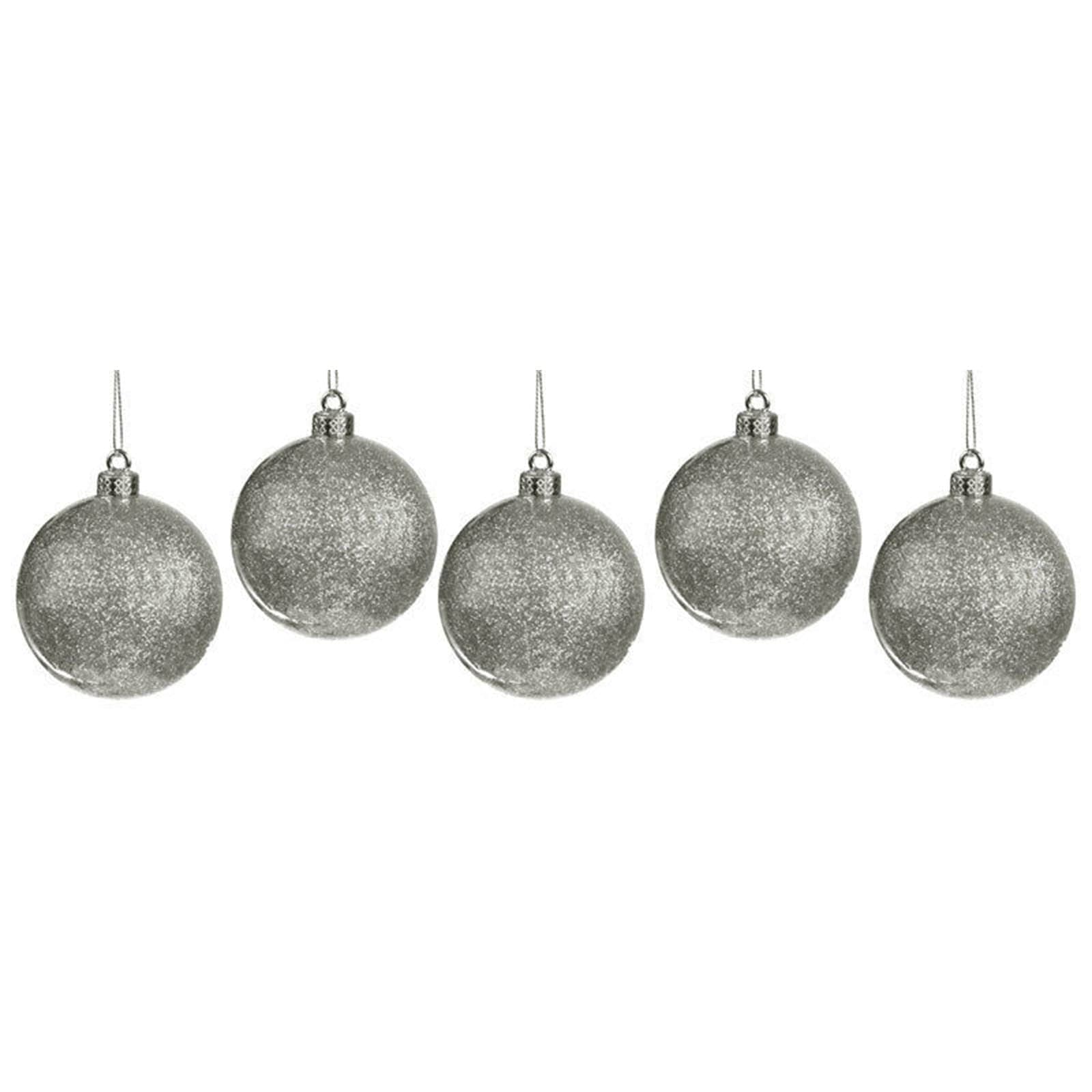 6 palline per albero di natale con Glitter da Ø 10 cm pendaglio decorato - 4