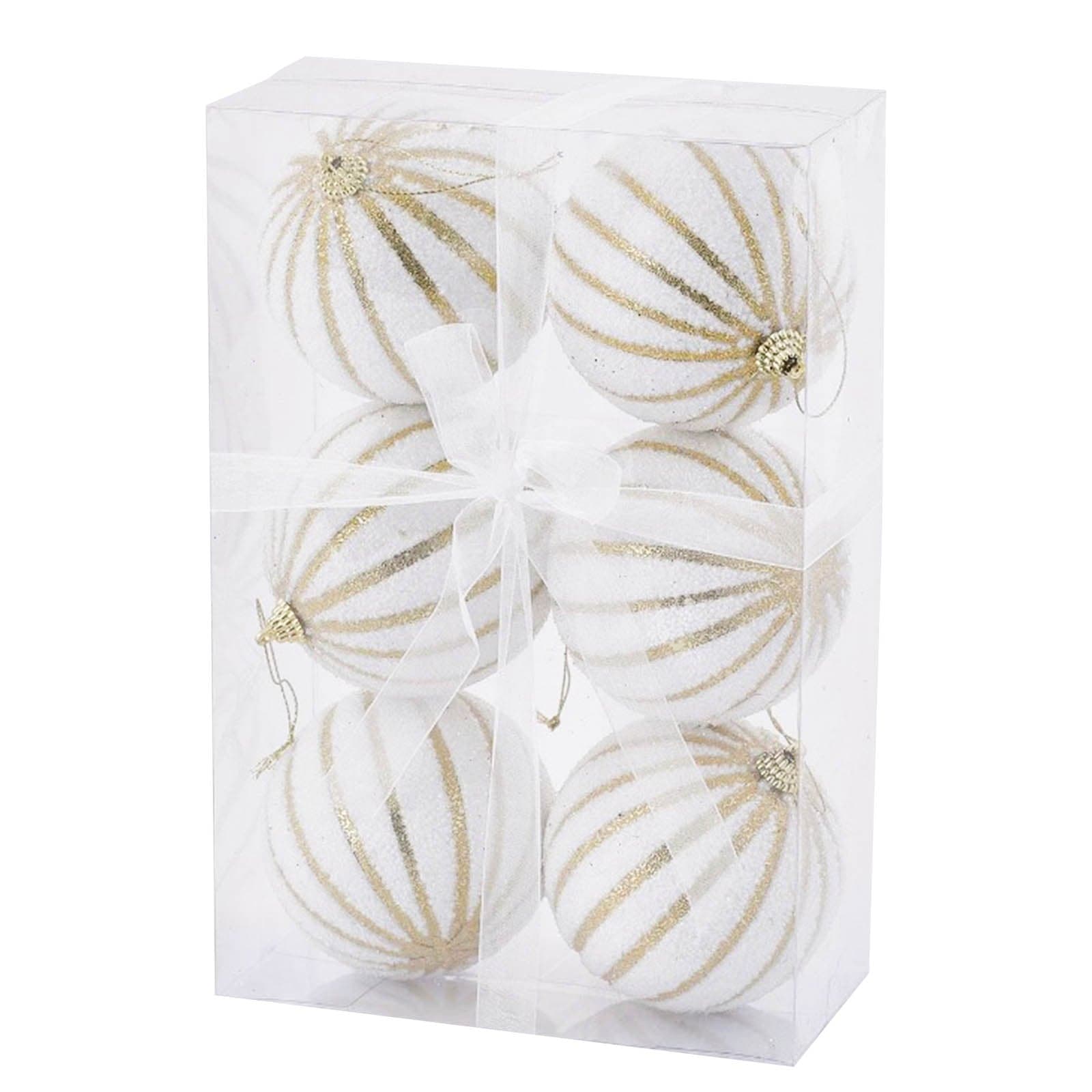 4 palline per albero di natale  Bianco e Oro pendaglio decorato - 2