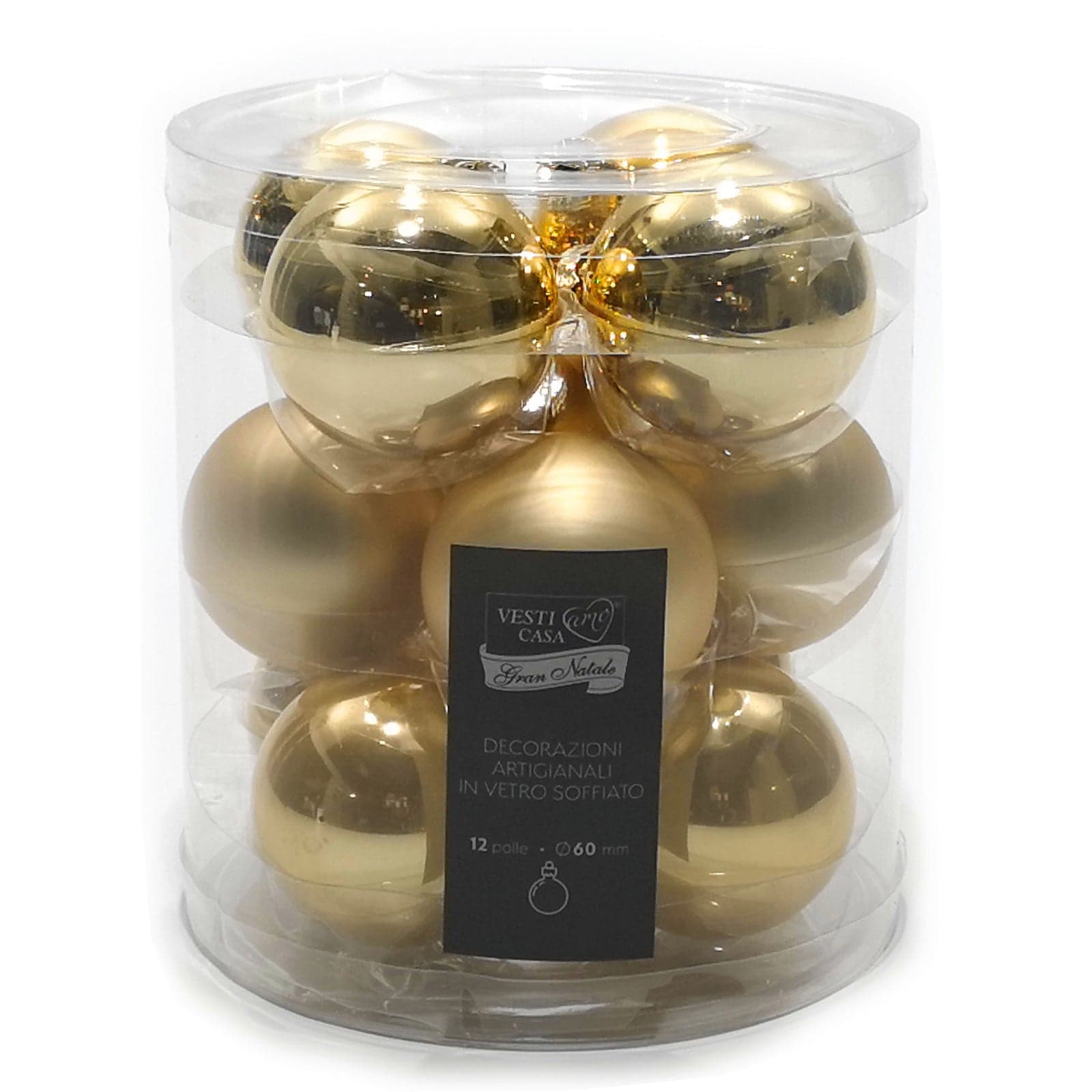 Palline in vetro "Mix Oro" tinta unita per albero di Natale moderno ed elegante - 2
