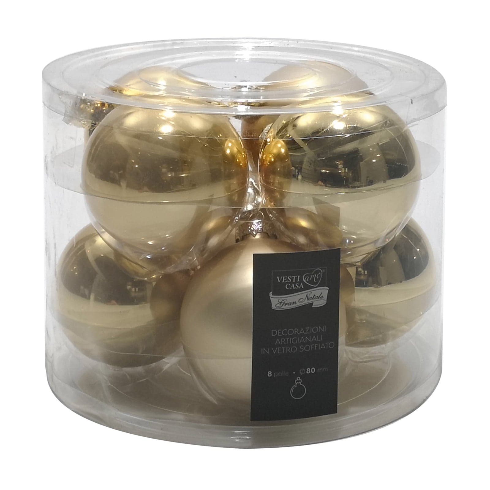 Palline in vetro "Mix Oro" tinta unita per albero di Natale moderno ed elegante - 3