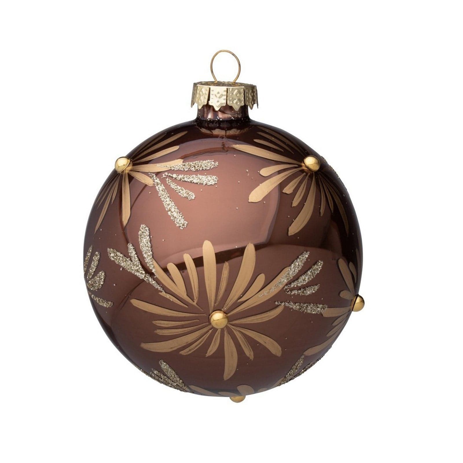 Palline per albero di natale in vetro Daisy Marrone pendaglio Tinta Unita - 2