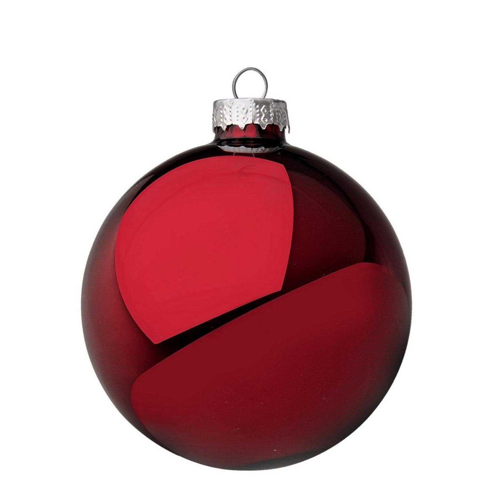 Palline per albero di natale in vetro Rosso Scuro Lucido pendaglio Tinta Unita - 2