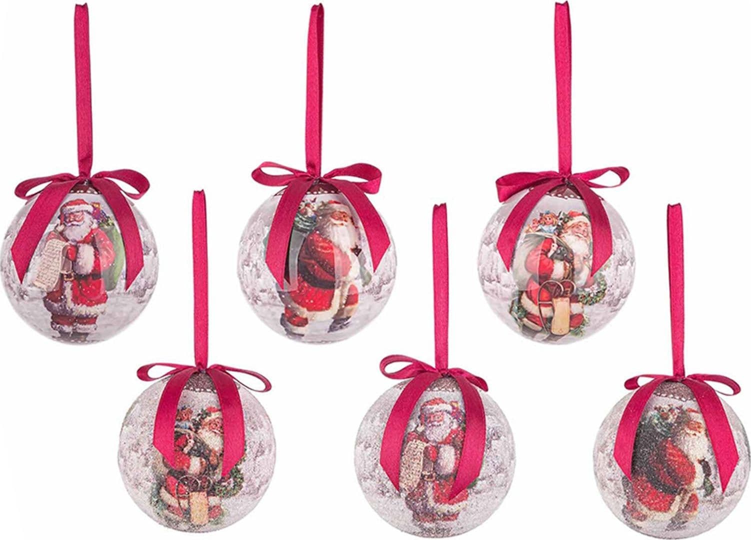 Set 14 Palline Sfera Poel per albero di natale in plastica da Ø 7,5 cm con Pendaglio decorato - 2