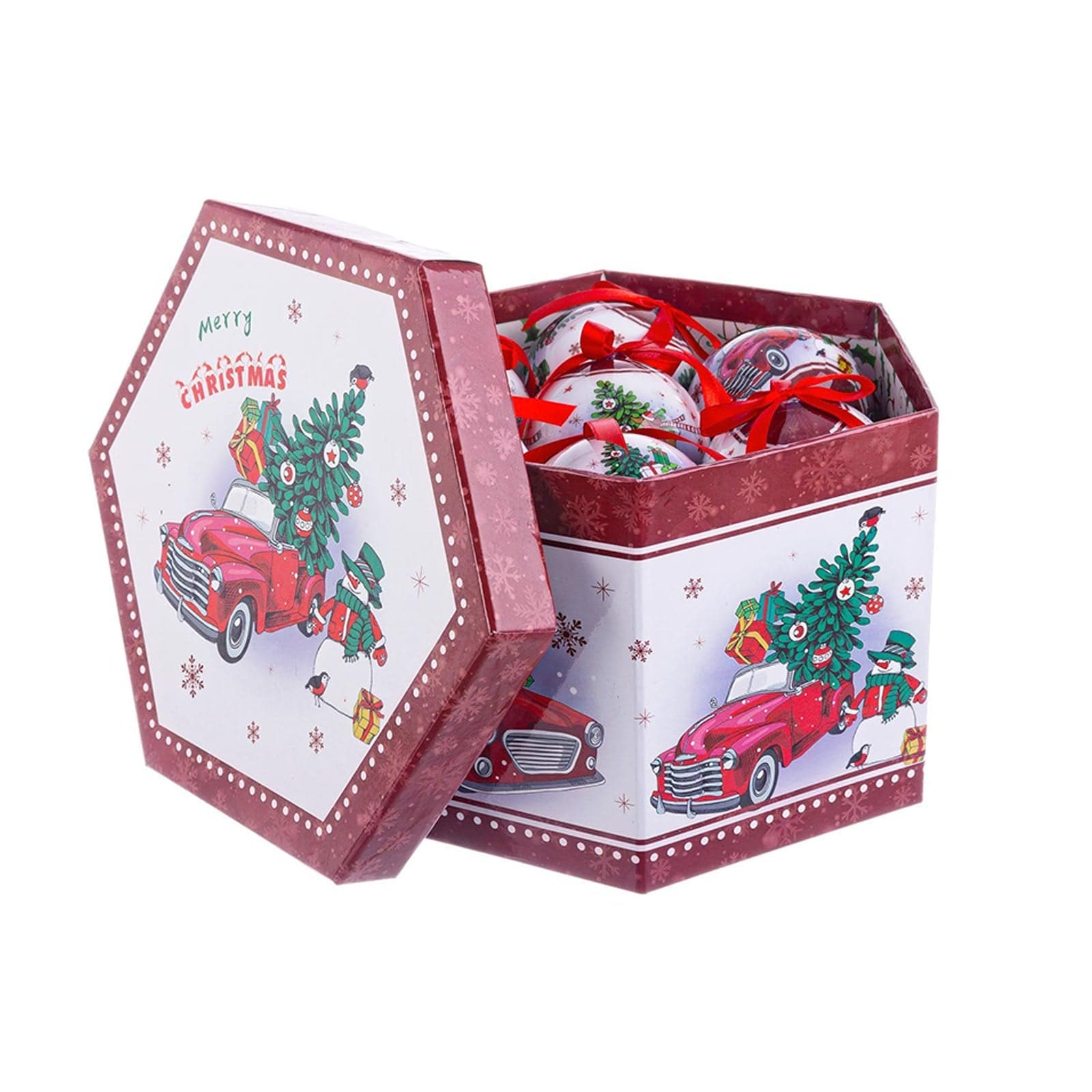 Set 14 Palline per albero di natale in plastica da Ø 7,5 cm con Pendaglio decorato - 2