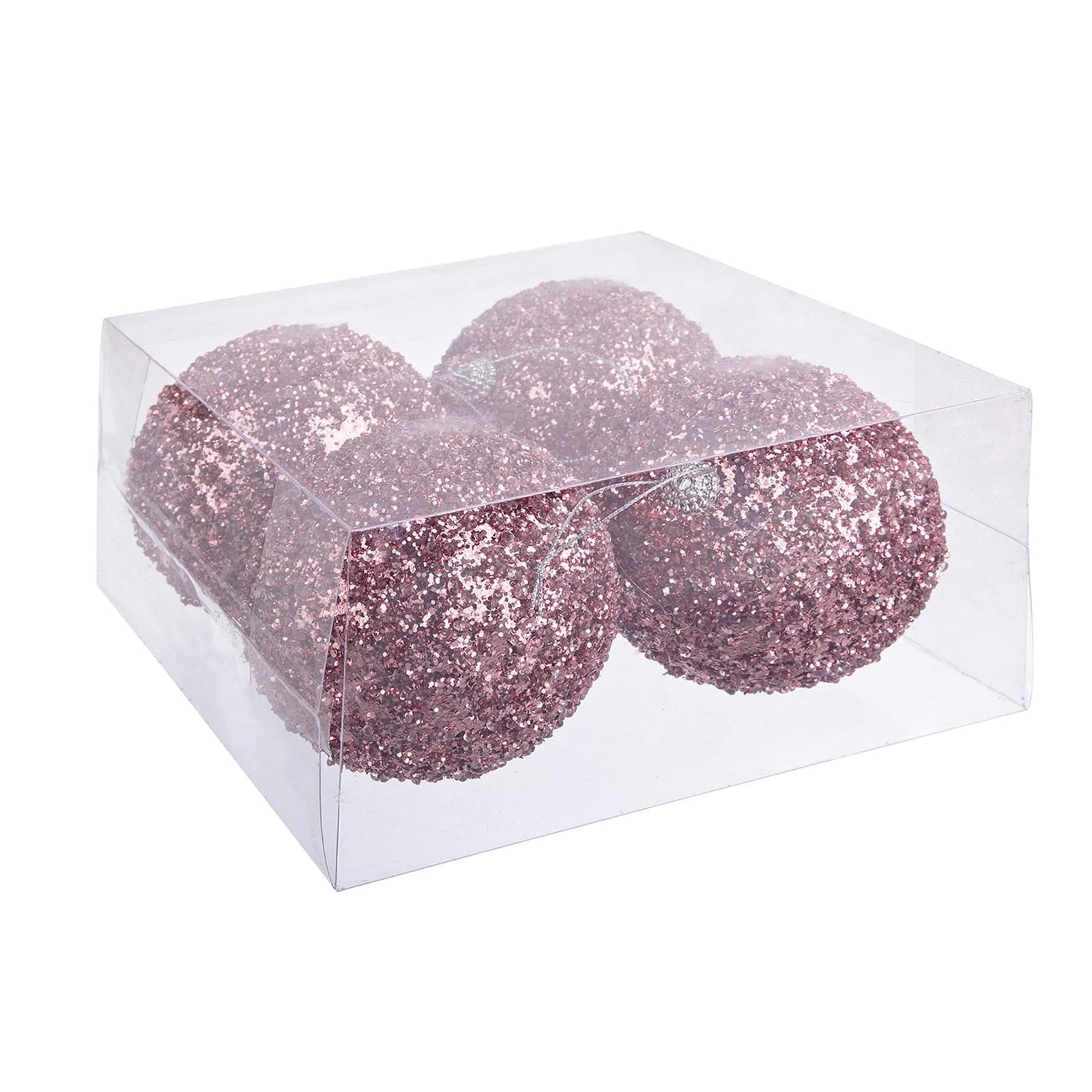 4 palline per albero di natale in plastica rosa da Ø 10 cm pendaglio decorato - 2