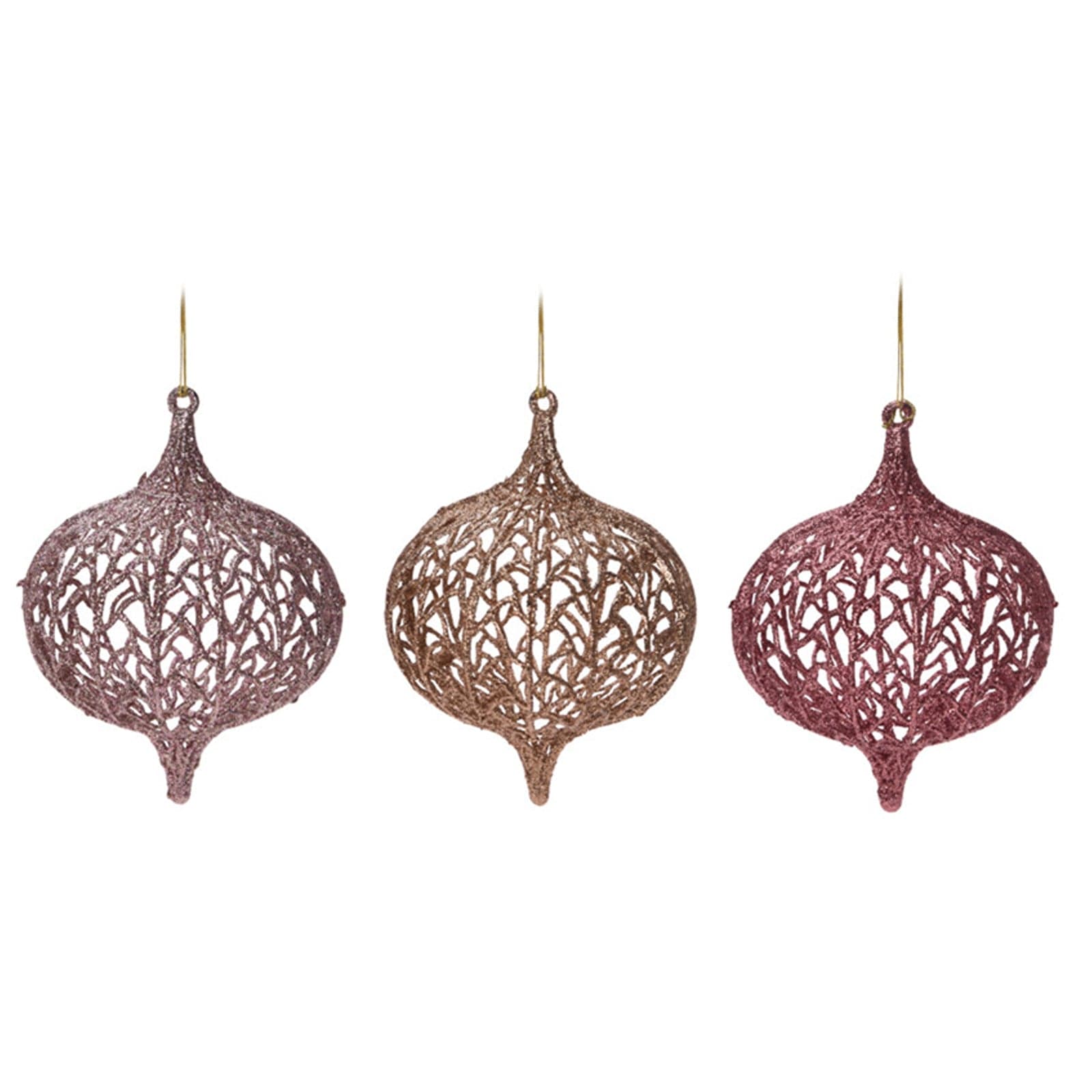 24 palline per albero di natale Ø 13 cm pendaglio decorato con Glitter - 2