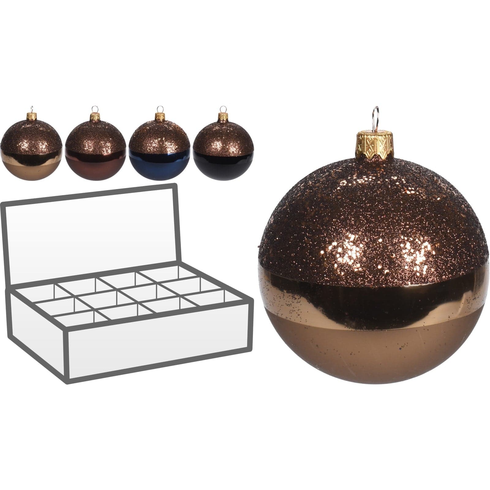 6 palline per albero di natale in vetro ramato da Ø 10 cm pendaglio decorato - 3