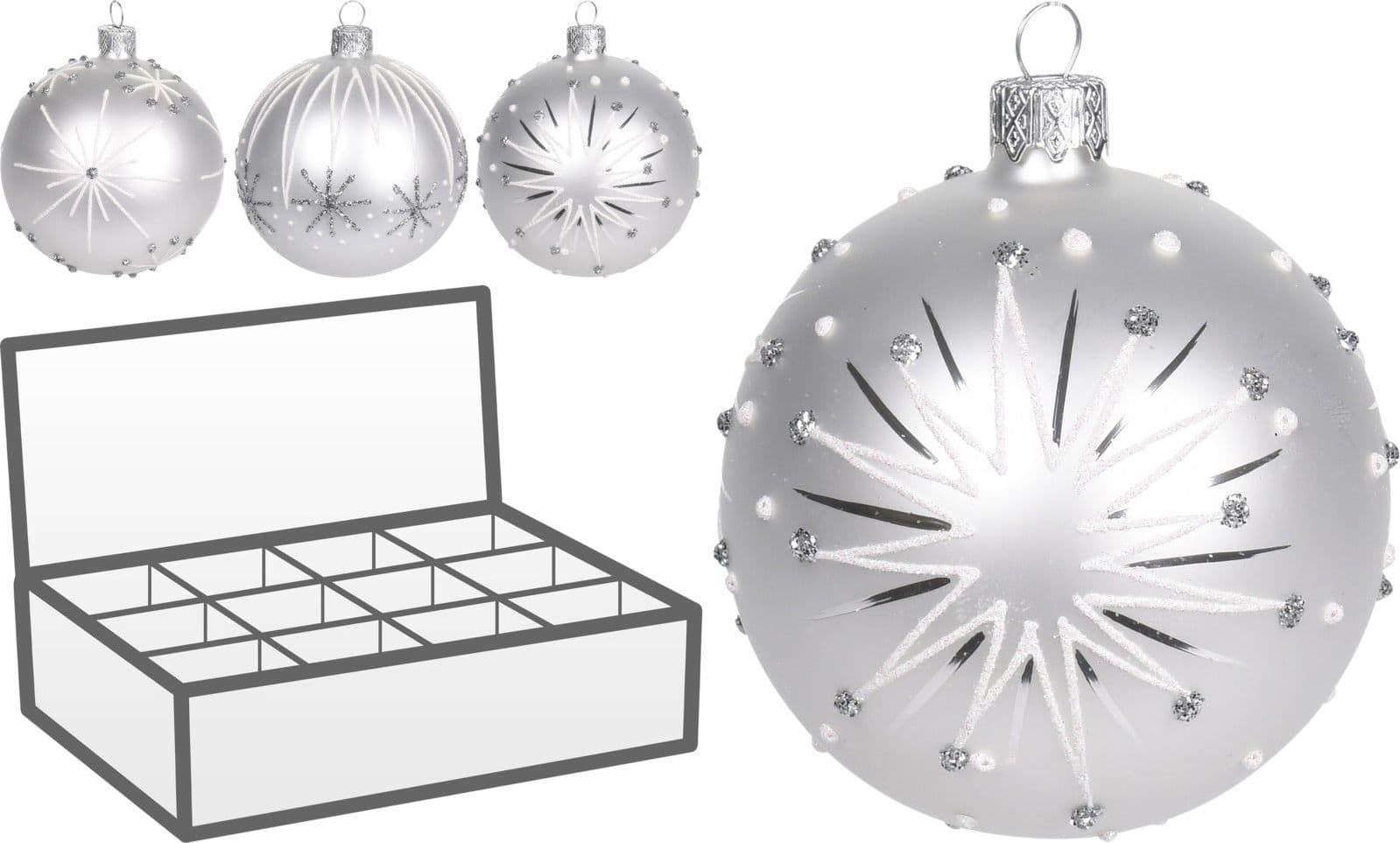 6 palline per albero di natale in vetro con glitter da Ø 10 cm pendaglio decorato - 3