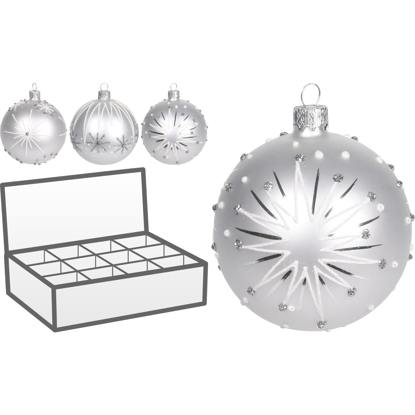 6 palline per albero di natale in vetro con glitter da Ø 10 cm pendaglio decorato - 3