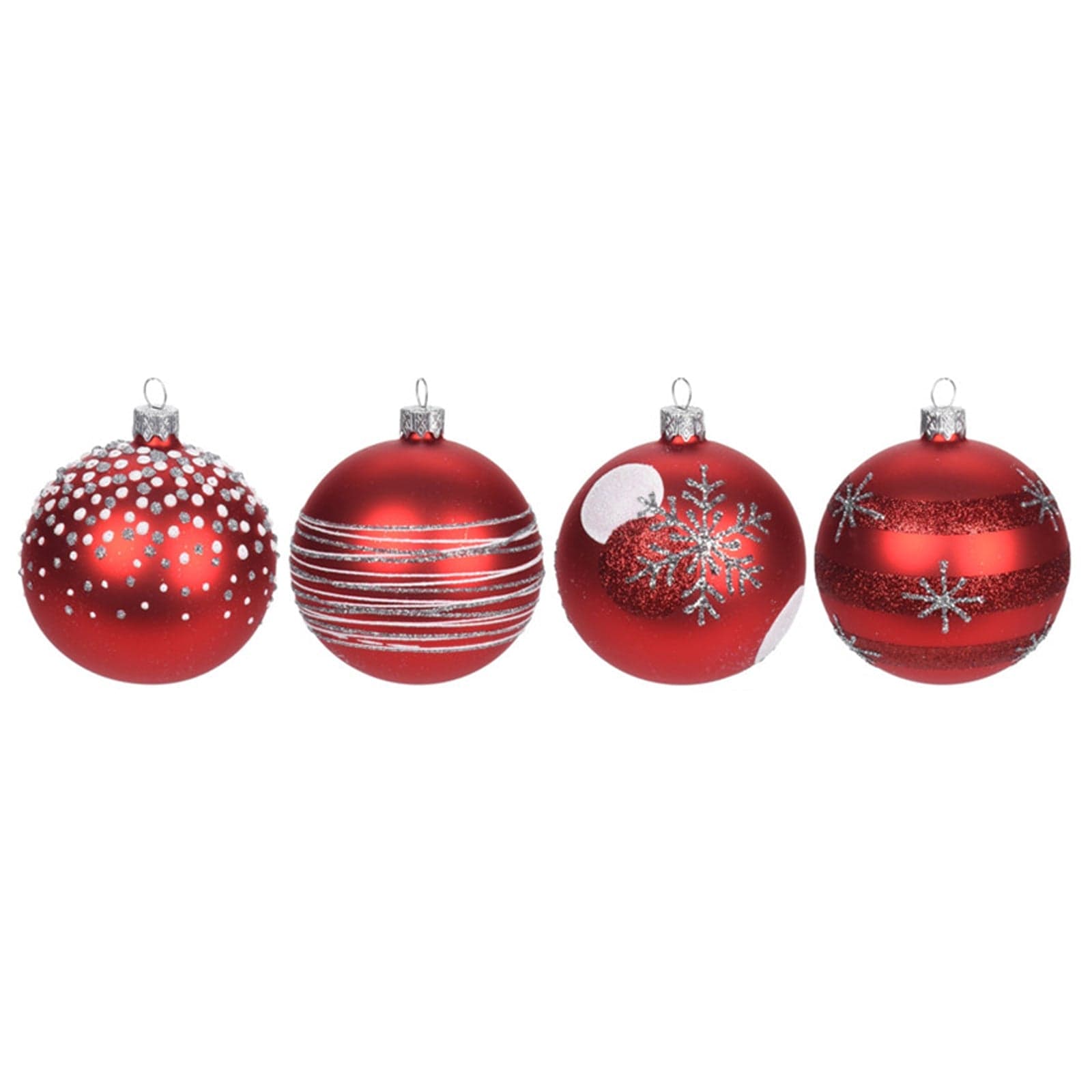 12 palline per albero di natale in vetro con glitter da Ø 8 cm pendaglio decorato - 2
