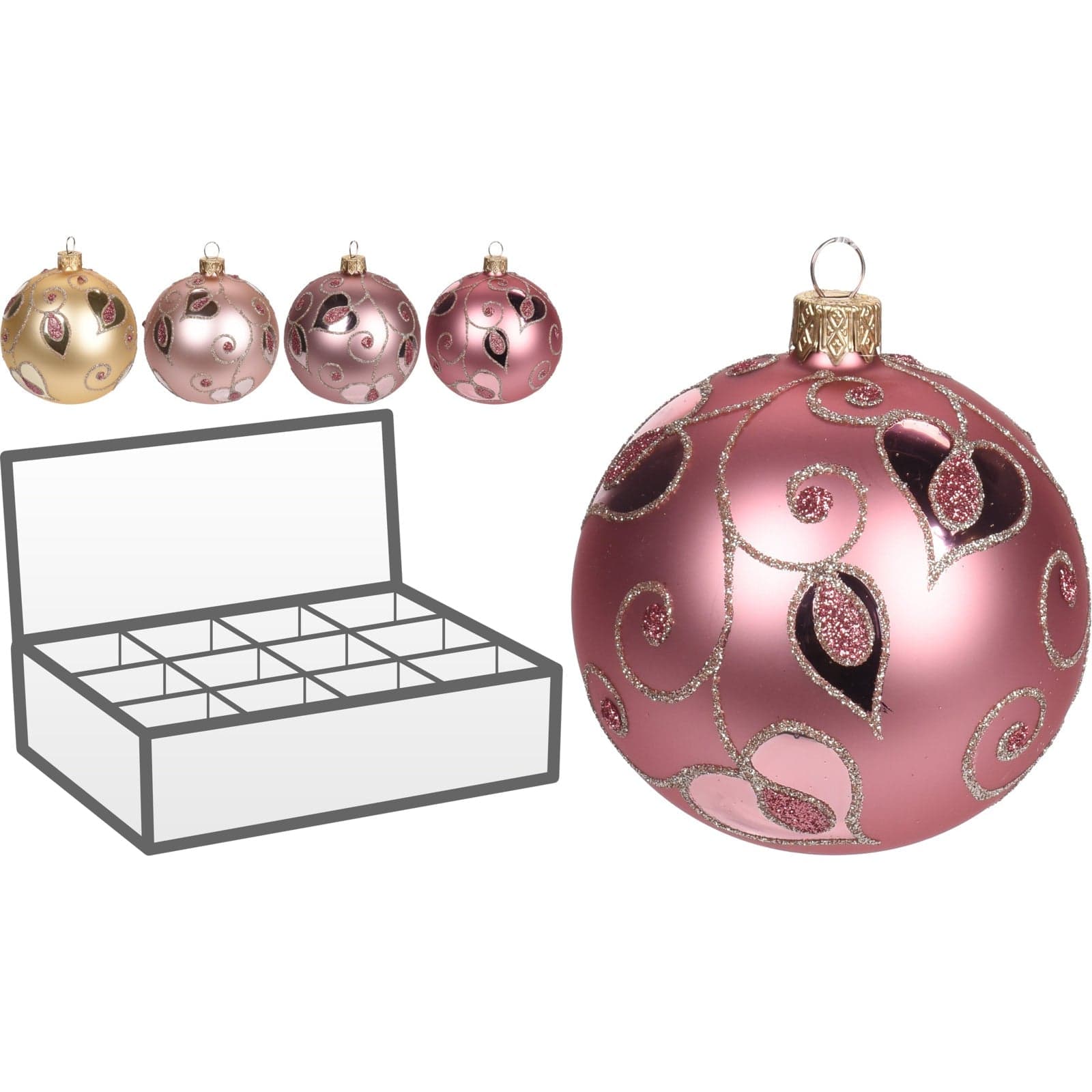 Pz 6 palline per albero di natale in vetro da Ø 10 cm pendaglio decorato - 3