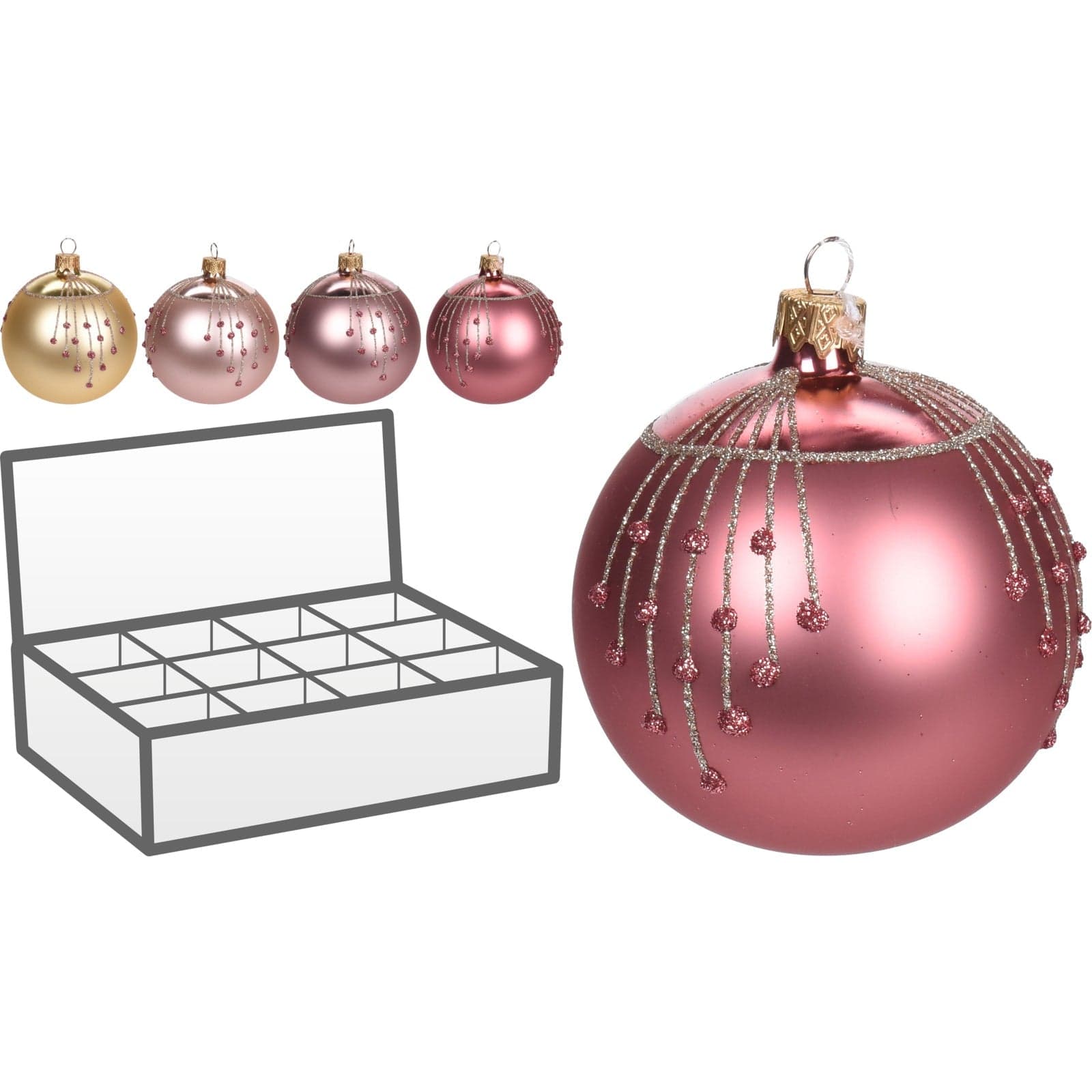 Pz 6 palline per albero di natale in vetro da Ø 10 cm pendaglio decorato - 3