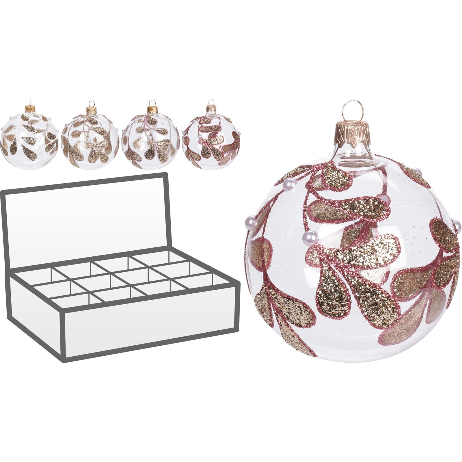 Pz 6 palline per albero di natale in vetro da Ø 10 cm pendaglio decorato - 3