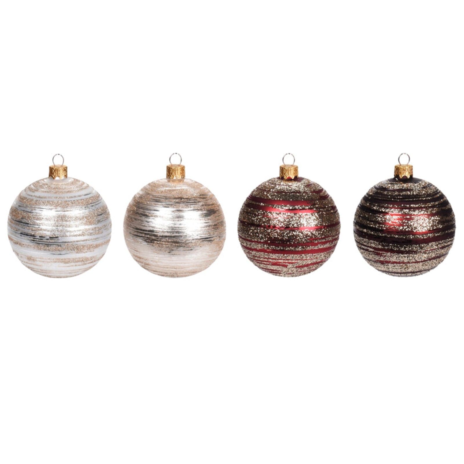 Pz 6 palline per albero di natale in vetro con Glitter da Ø 10 cm pendaglio decorato - 2