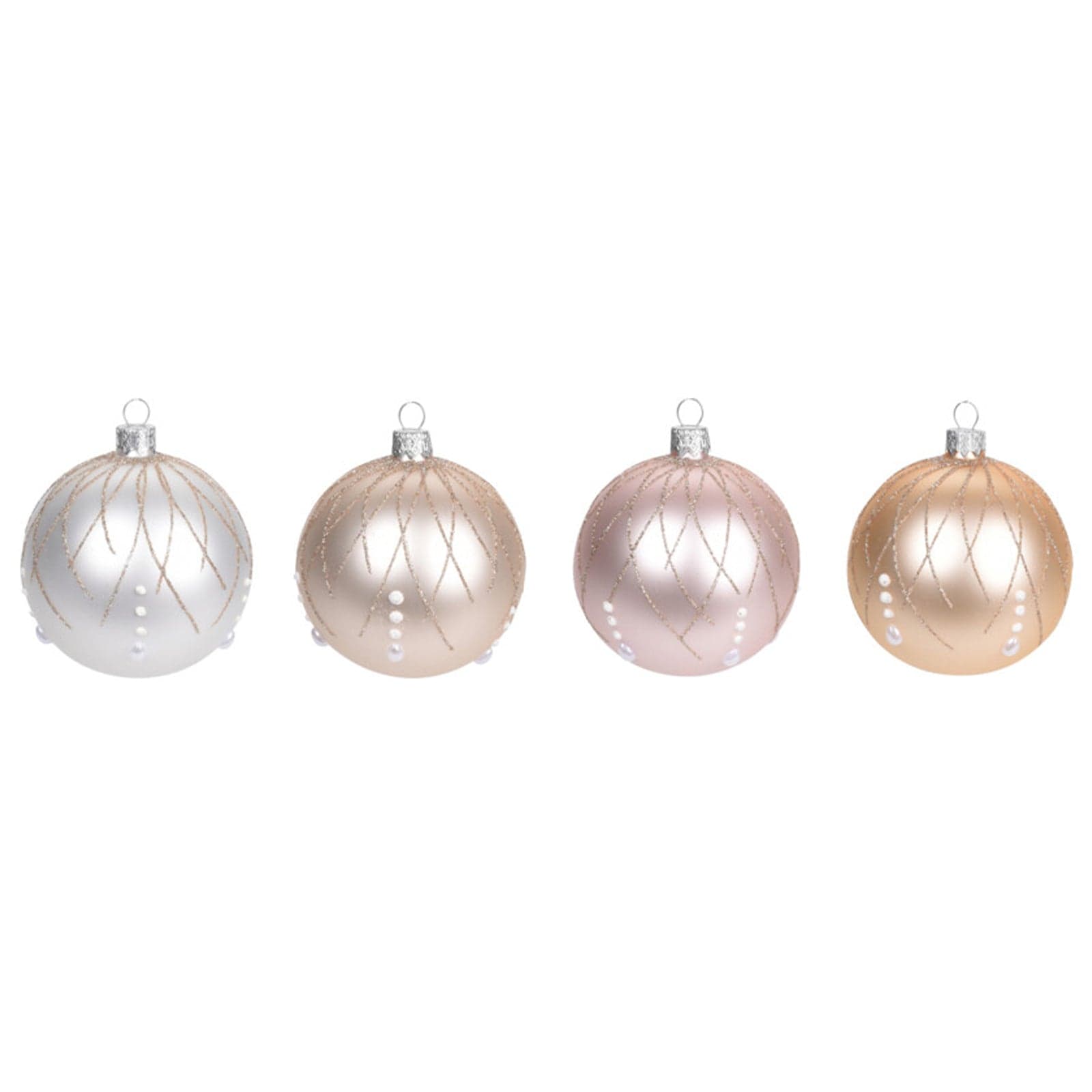 Pz 6 palline per albero di natale in vetro con Glitter da Ø 10 cm pendaglio decorato - 2